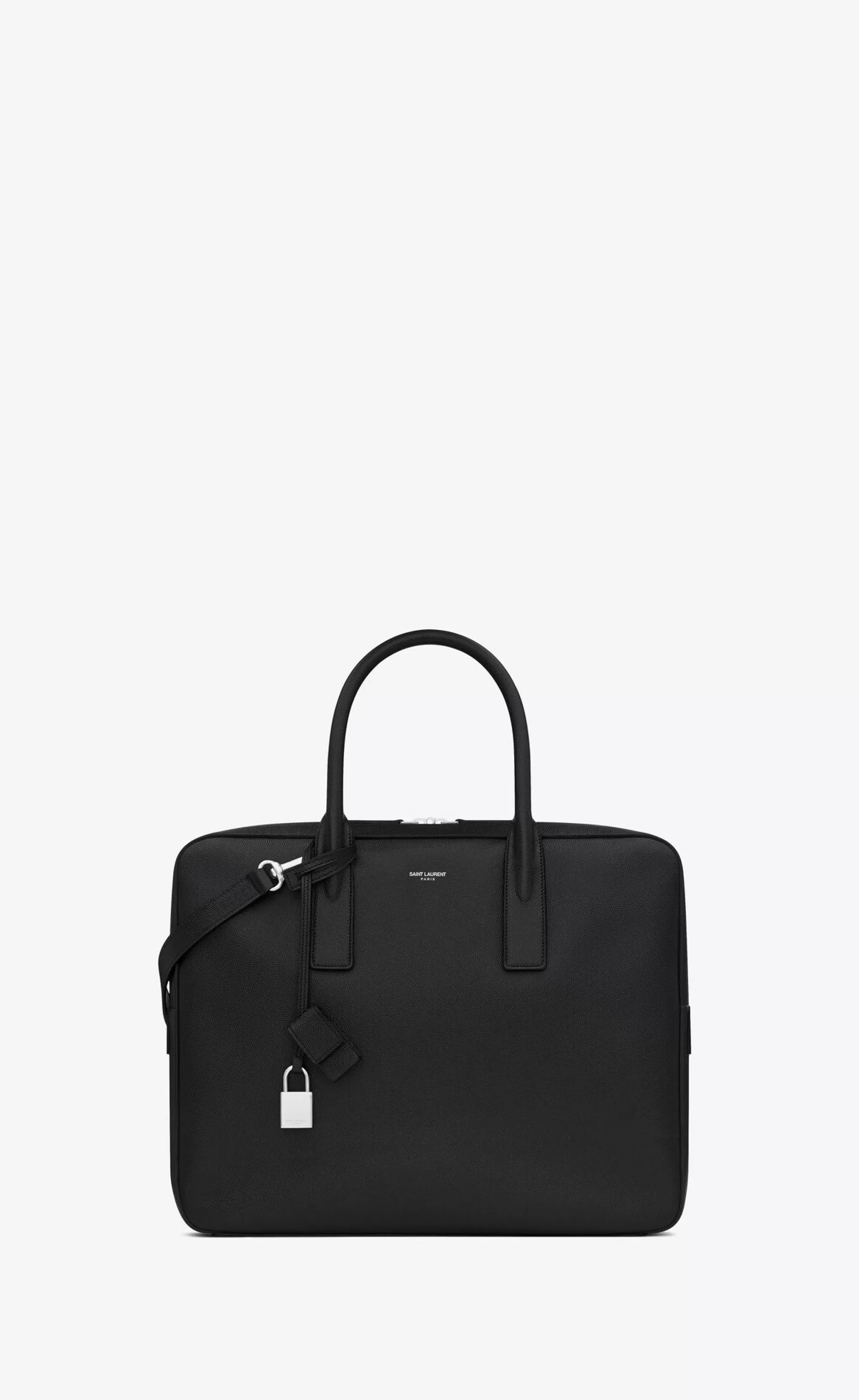 Saint Laurent BRIEFCASES^Museum Small Flat Briefcase In Textured Leather | | YSL.com