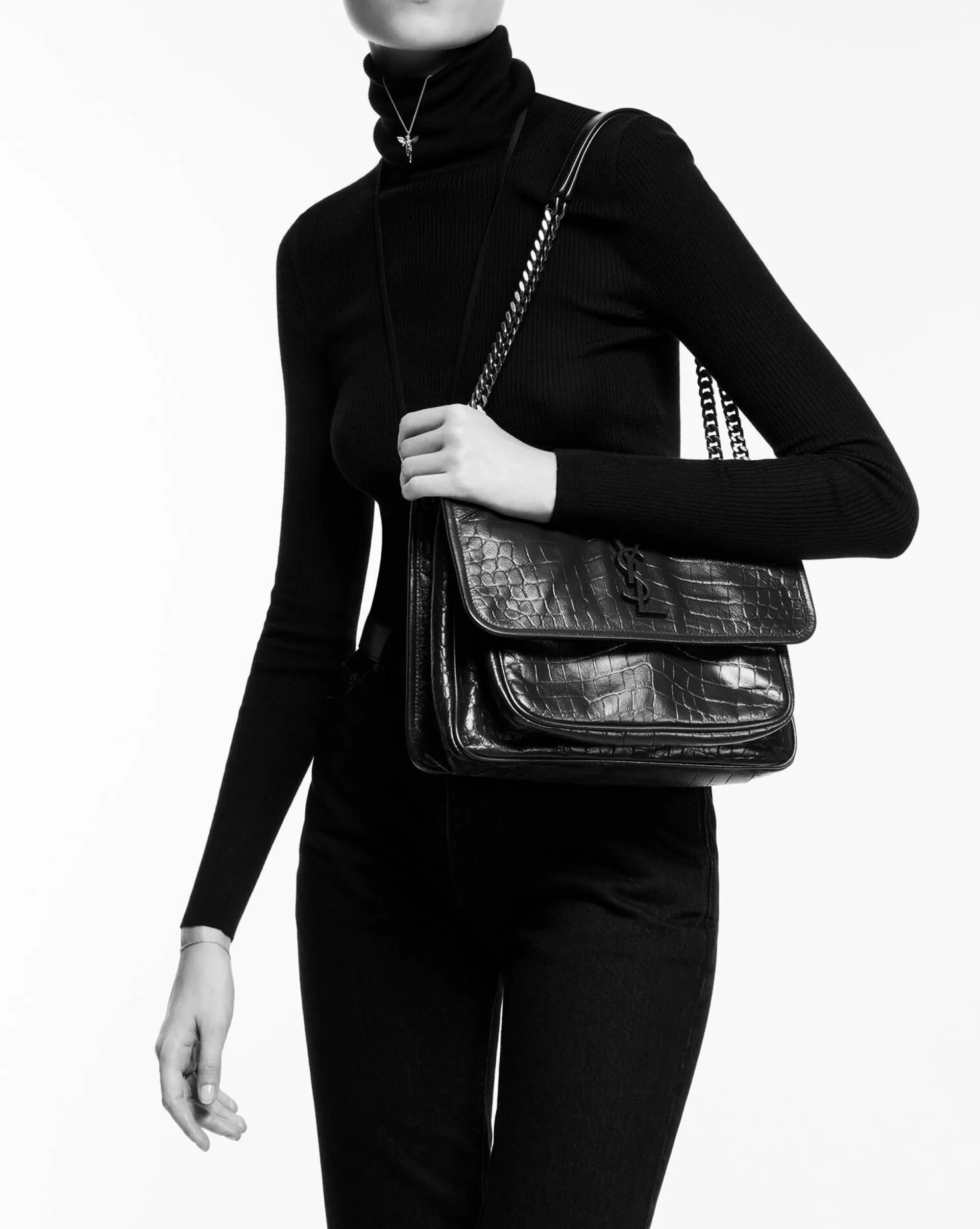 Women Saint Laurent SHOULDER BAGS | NIKI^NIKI MEDIUM IN CROCODILE-EMBOSSED LEATHER | | YSL.com