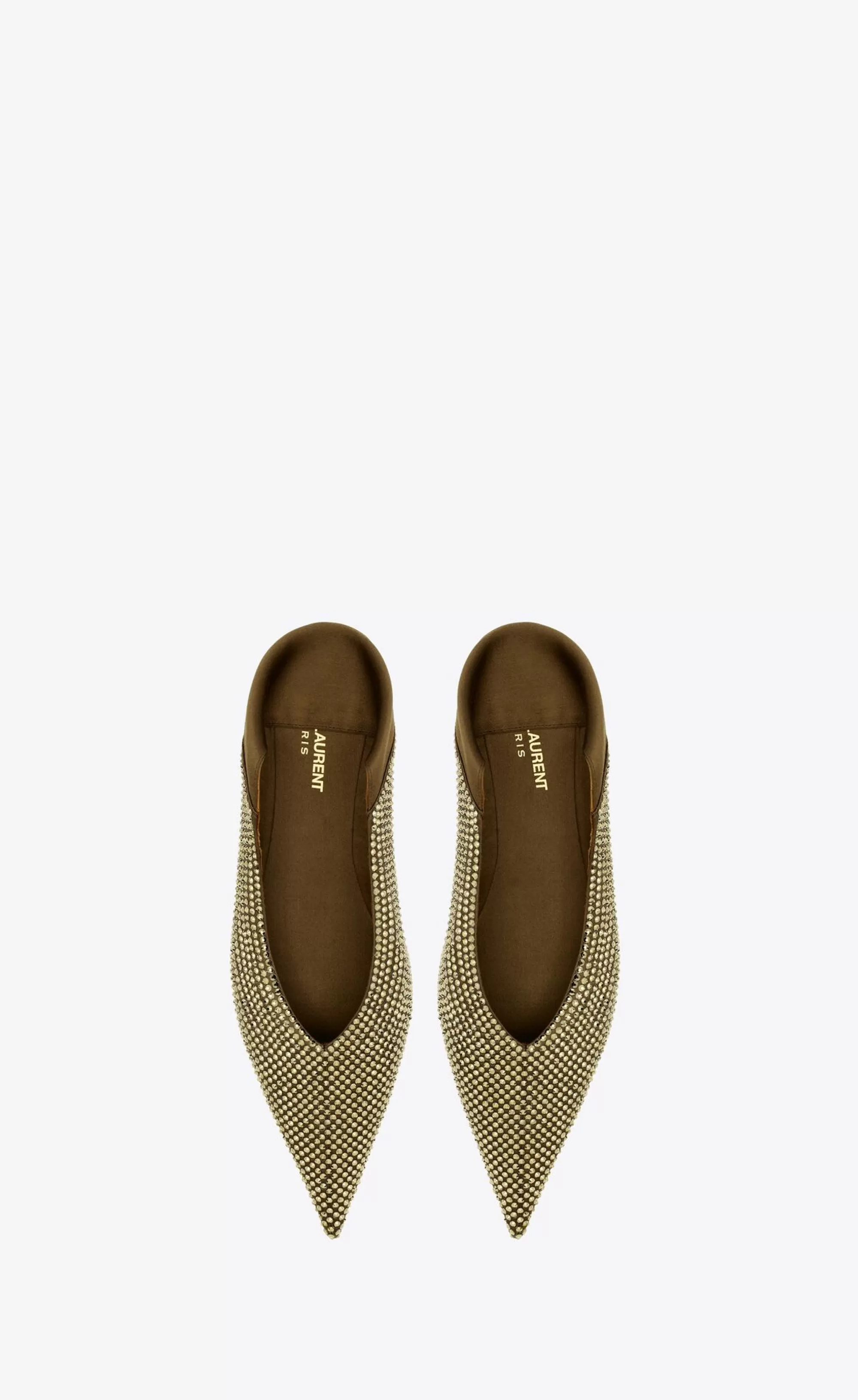 Women Saint Laurent FLATS^NOUR Slippers In Satin Crepe And Rhinestones | | YSL.com