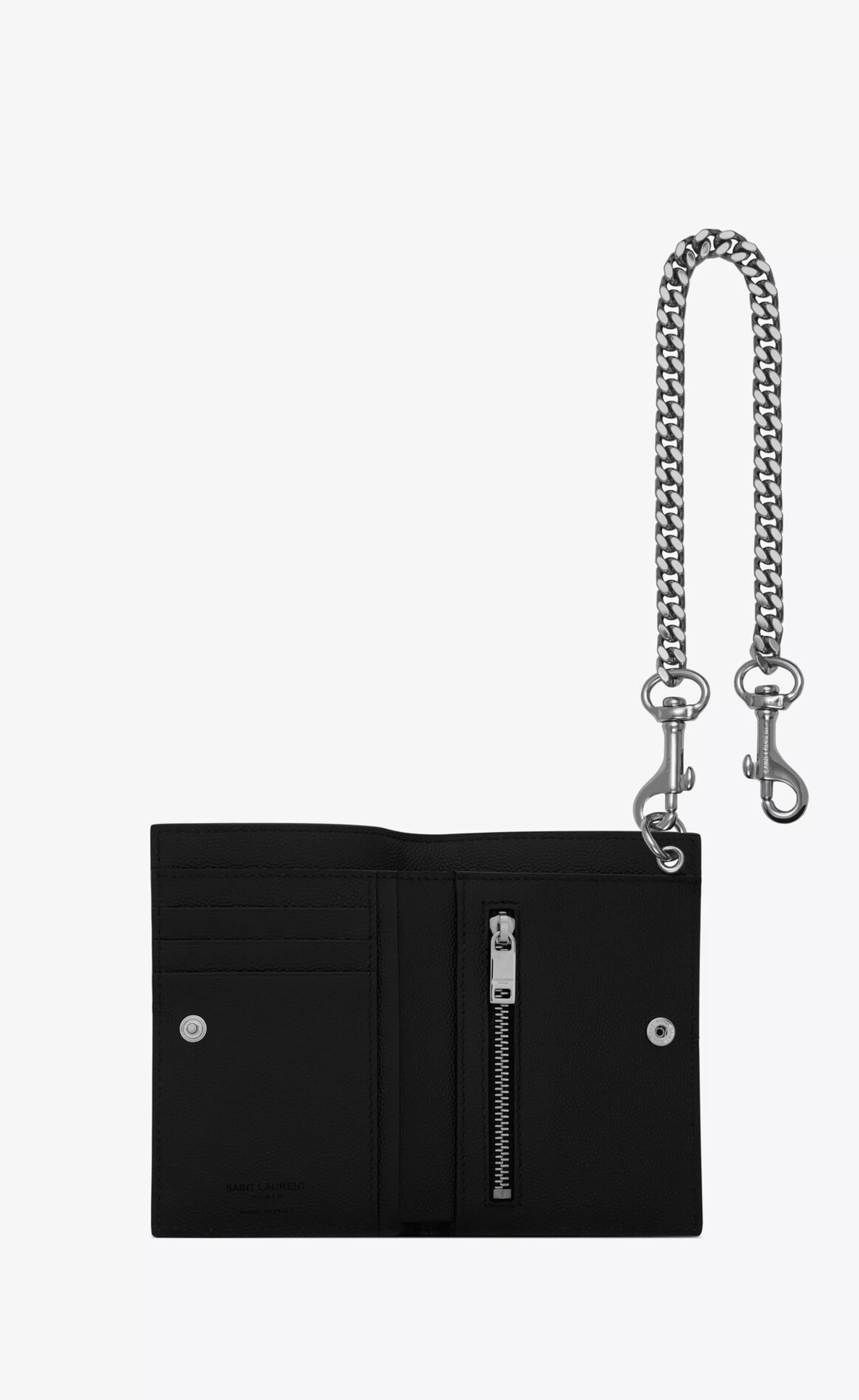 Saint Laurent WALLETS^N/S Chain Wallet In Grain De Poudre Embossed Leather | | YSL.com