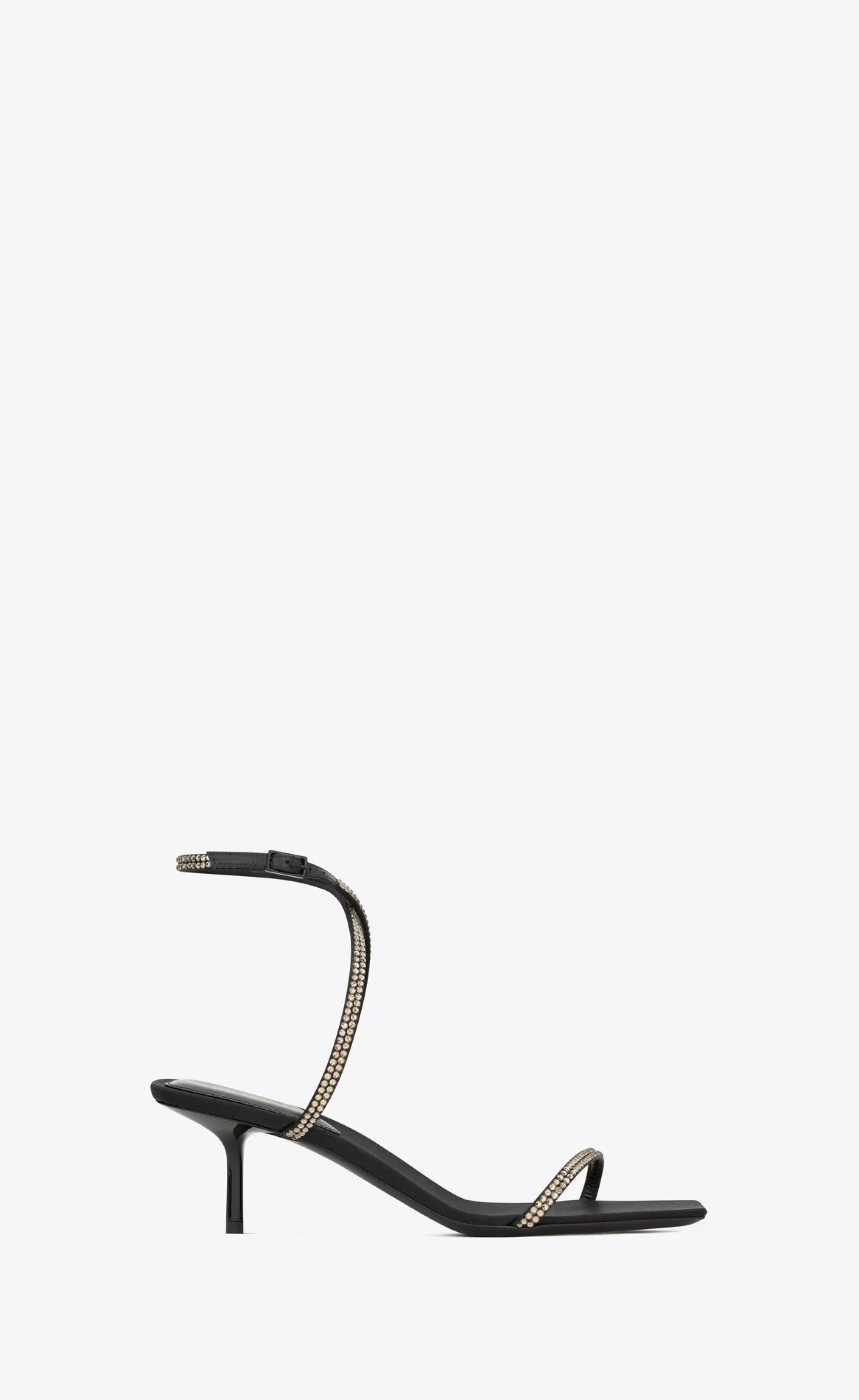 Women Saint Laurent High Heel Sandals^Nuit Sandals In Crepe Satin And Rhinestones | | YSL.com