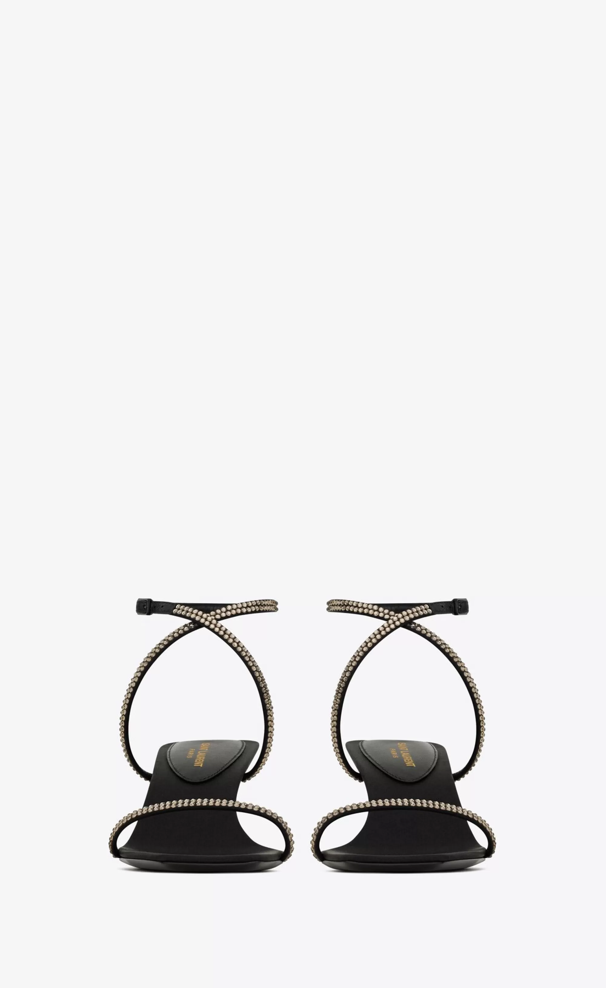 Women Saint Laurent High Heel Sandals^Nuit Sandals In Crepe Satin And Rhinestones | | YSL.com