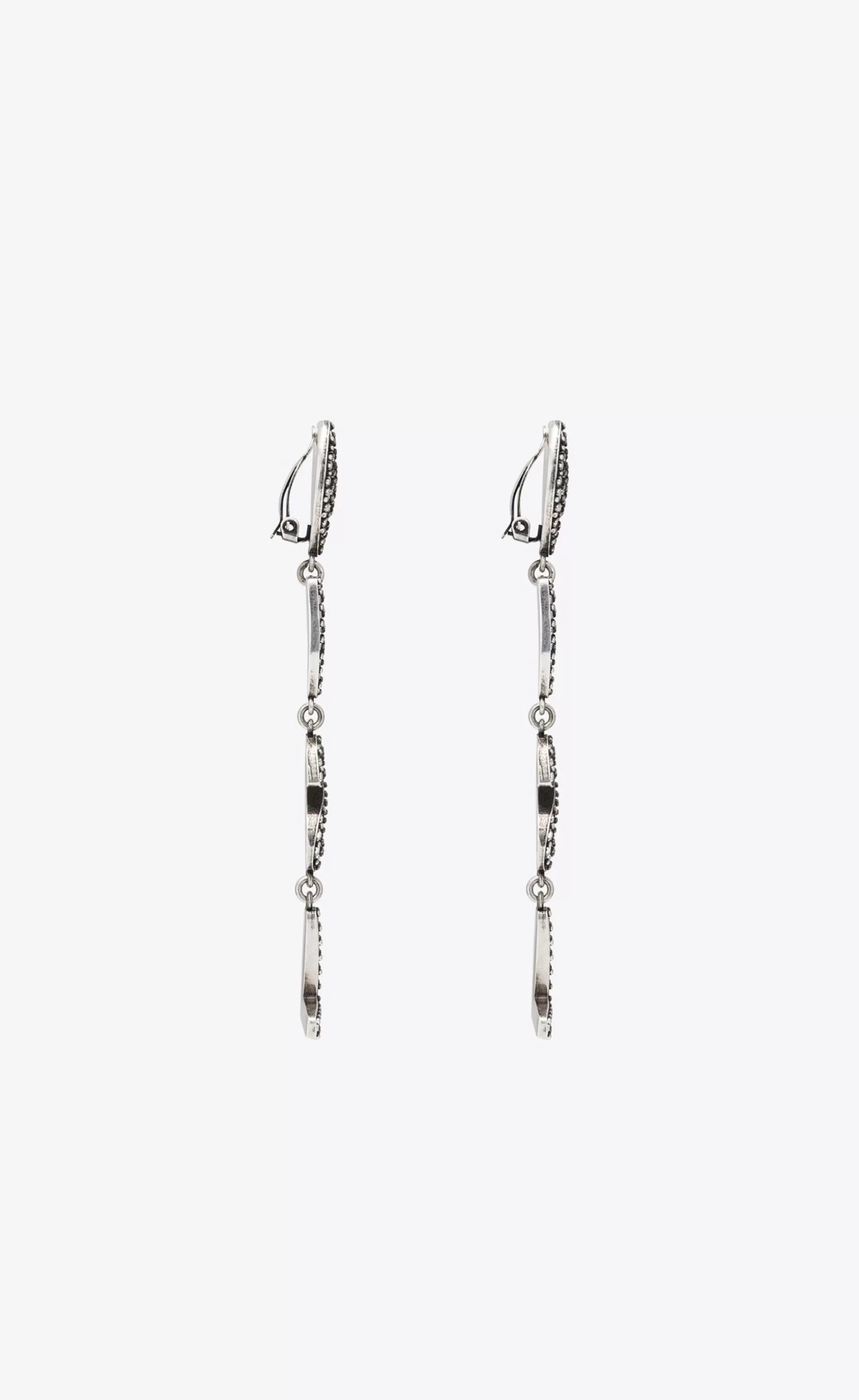 Women Saint Laurent EARRINGS^Opyum Heart Earrings In Metal And Crystal | | YSL.com
