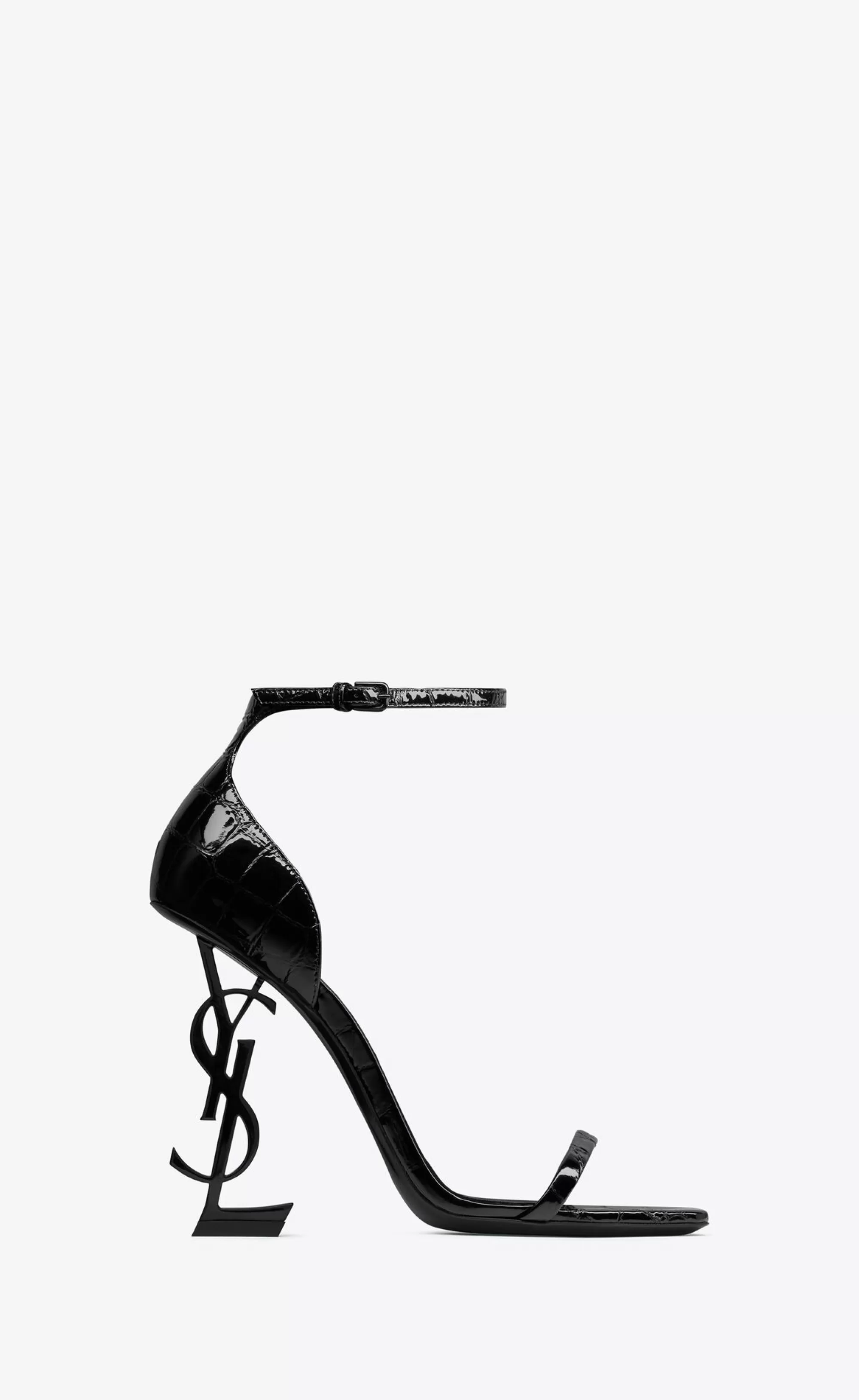 Women Saint Laurent High Heel Sandals^OPYUM Sandals In Crocodile-embossed Leather | | YSL.com