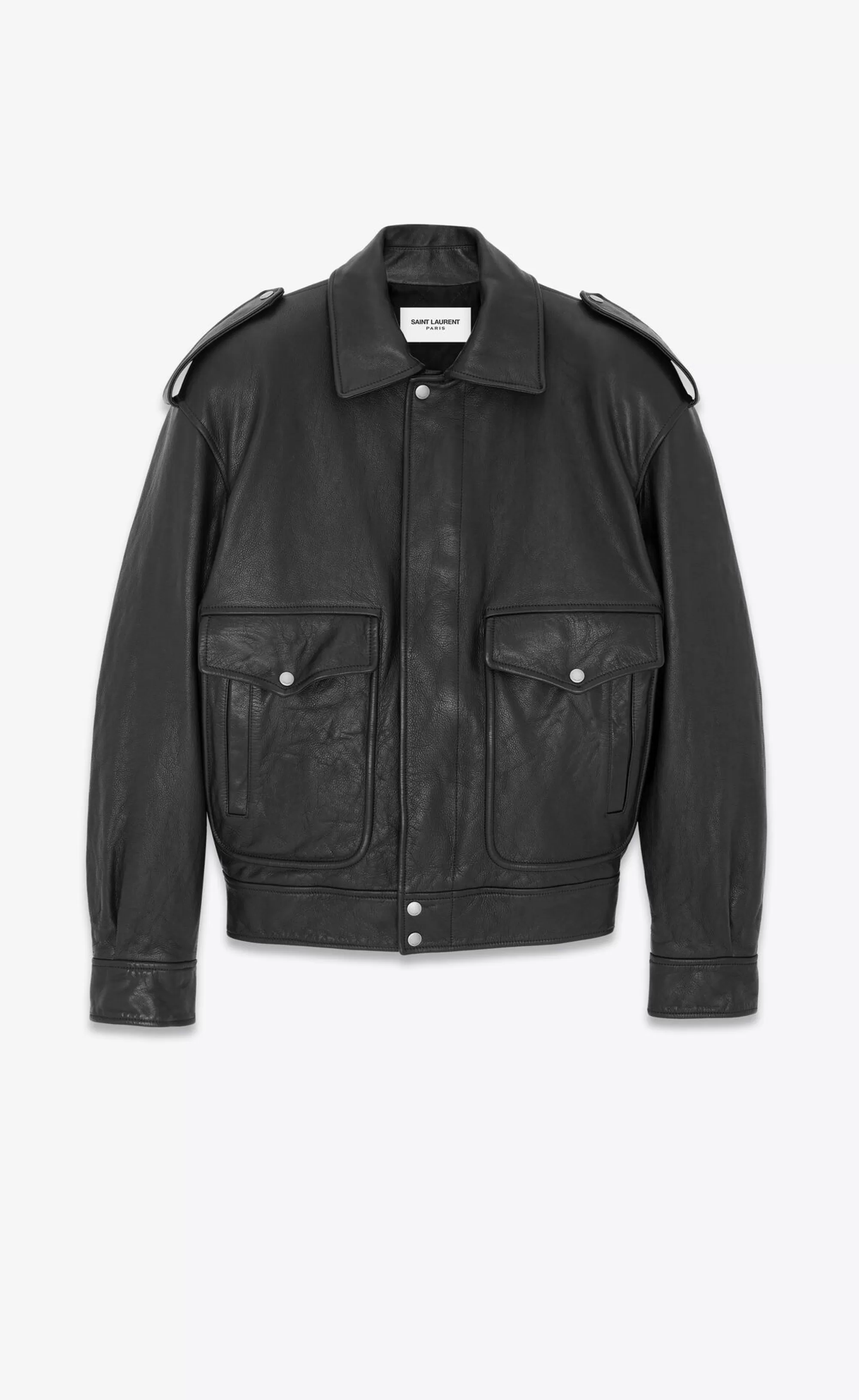 Women Saint Laurent Leather^Oversized Jacket In Grained Leather | | YSL.com