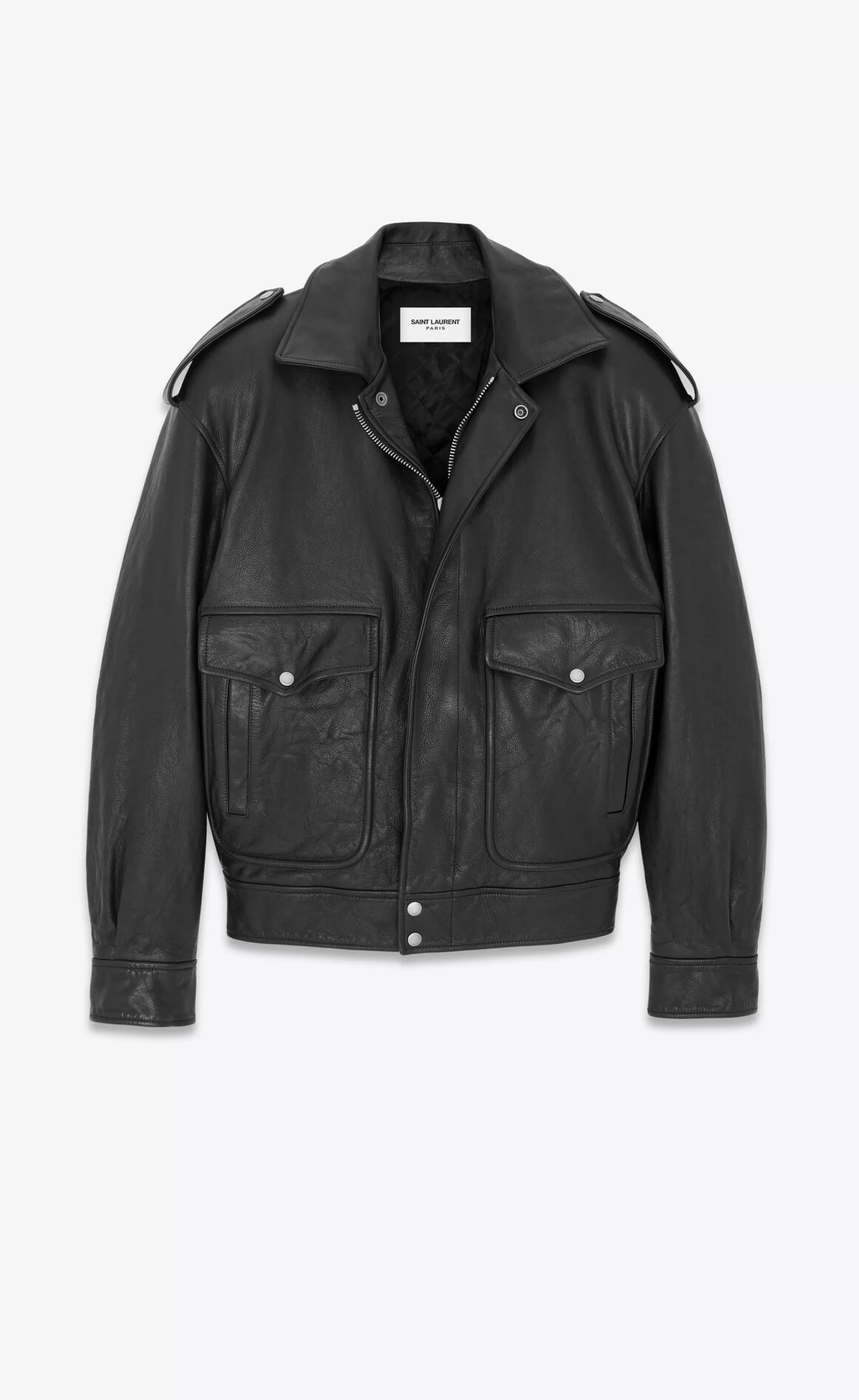 Women Saint Laurent Leather^Oversized Jacket In Grained Leather | | YSL.com