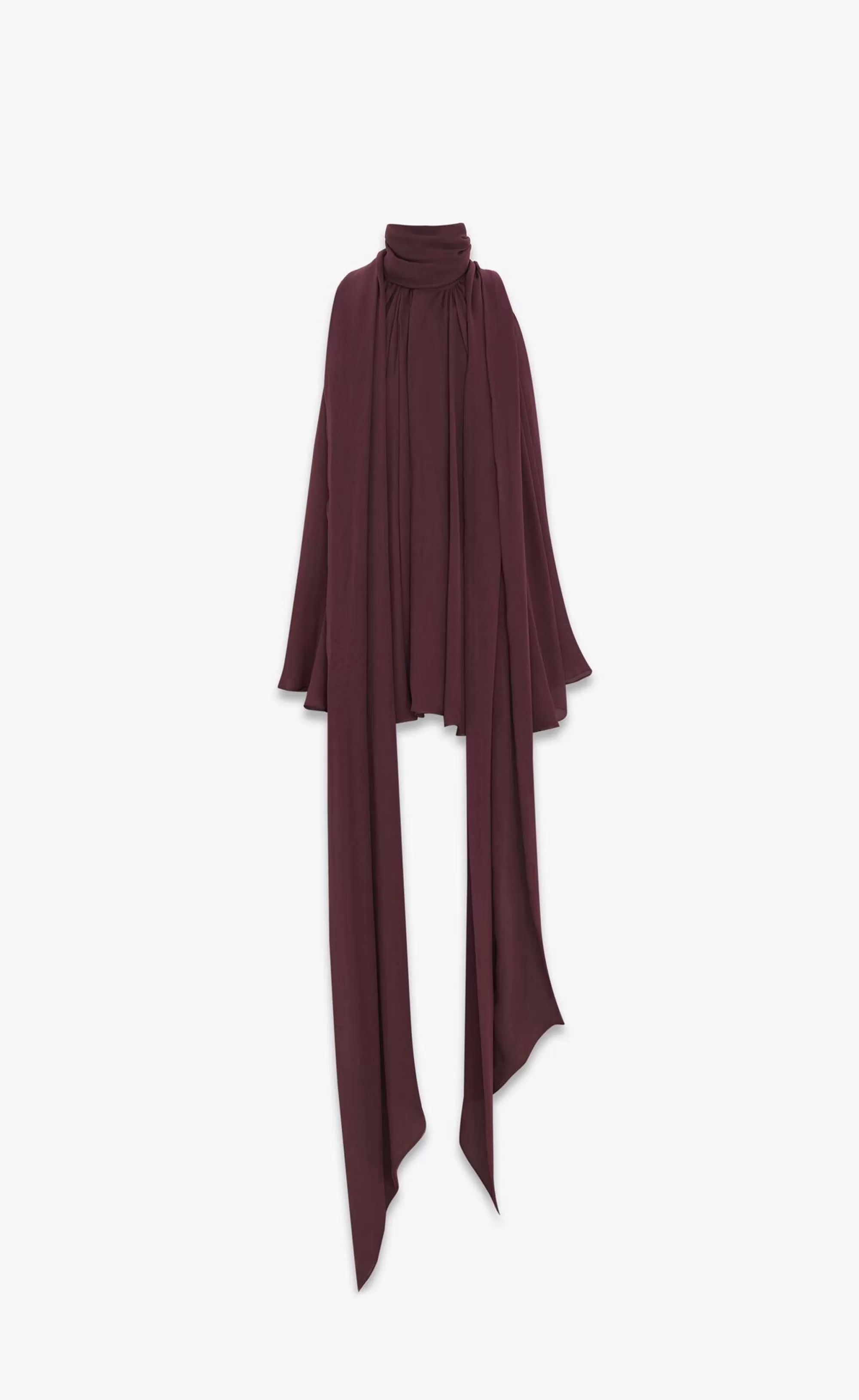 Saint Laurent ALL READY TO WEAR | SHIRTS^Oversized Lavallière-neck Top In Silk Muslin | | YSL.com