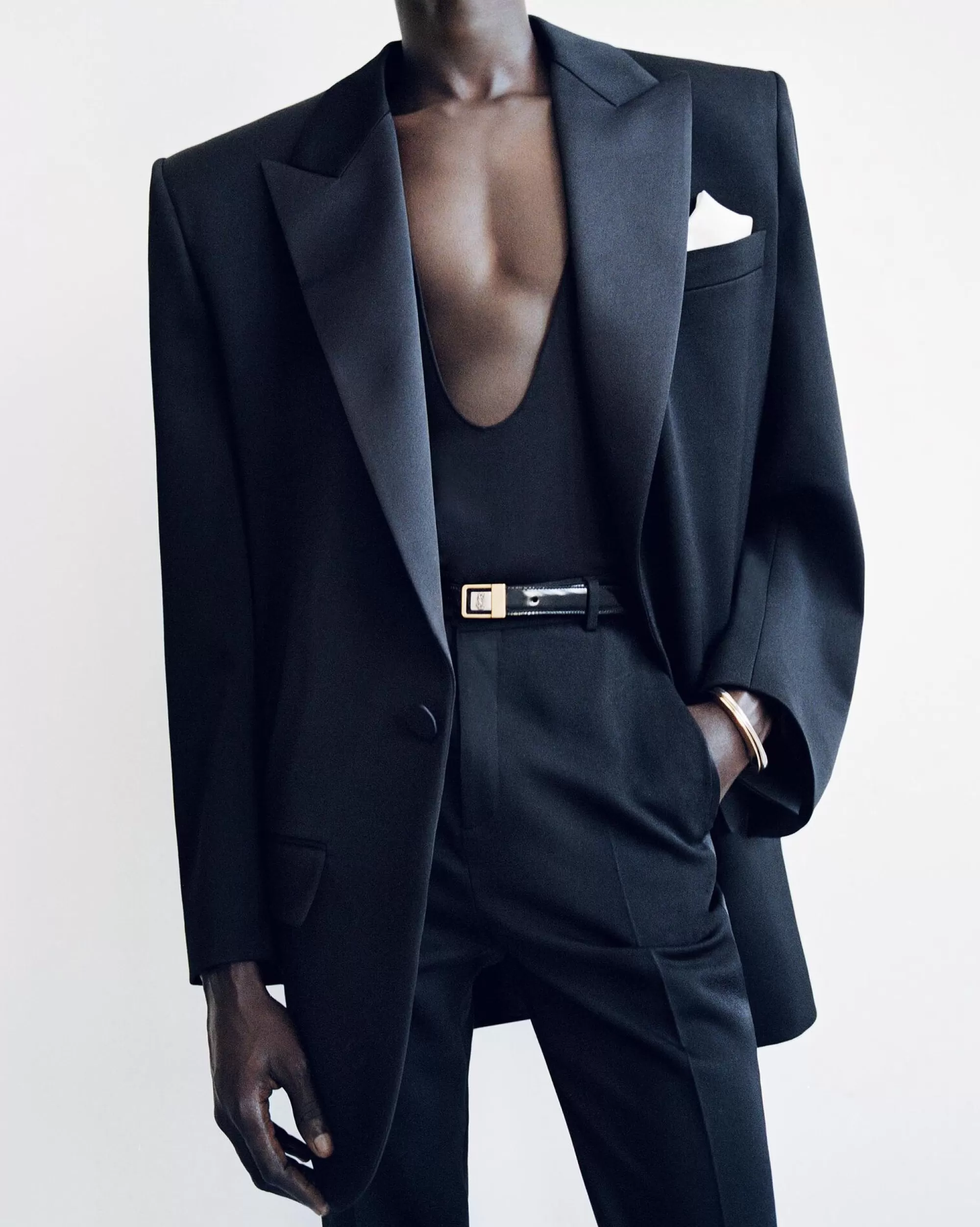 Saint Laurent ALL READY TO WEAR | JACKETS AND PANTS^Oversized Tuxedo Jacket In GRAIN DE POUDRE | | YSL.com