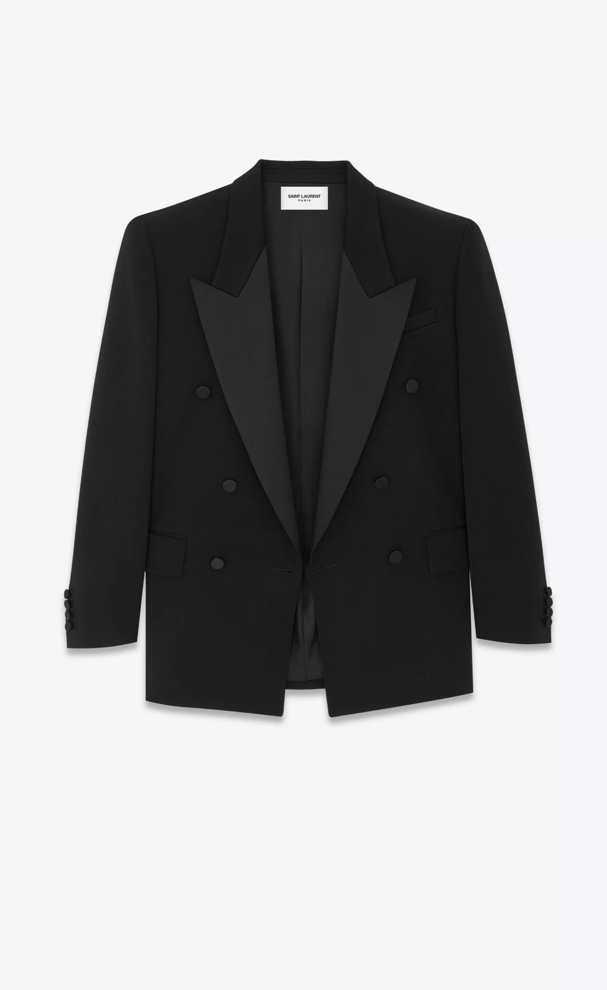 Women Saint Laurent JACKETS AND PANTS | SMOKING^Oversized Tuxedo Jacket In GRAIN DE POUDRE | | YSL.com