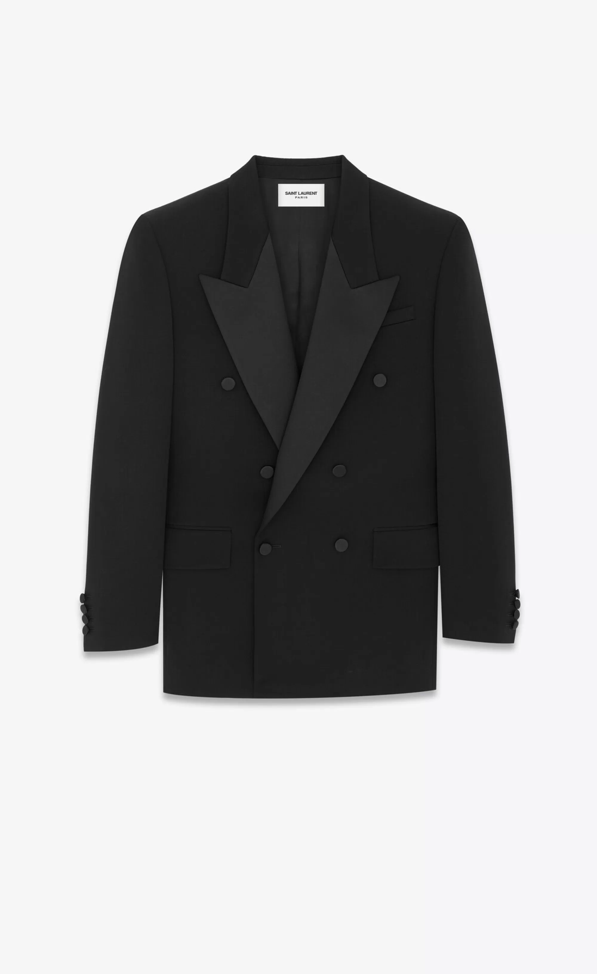 Women Saint Laurent JACKETS AND PANTS | SMOKING^Oversized Tuxedo Jacket In GRAIN DE POUDRE | | YSL.com