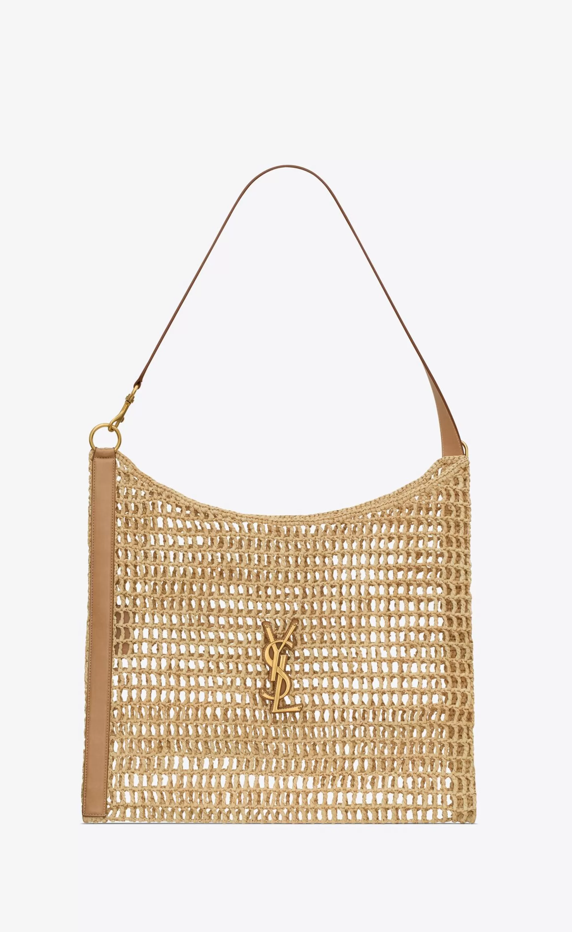 Women Saint Laurent TOTES AND SHOPPINGS^OXALIS In Raffia Crochet And Leather | | YSL.com