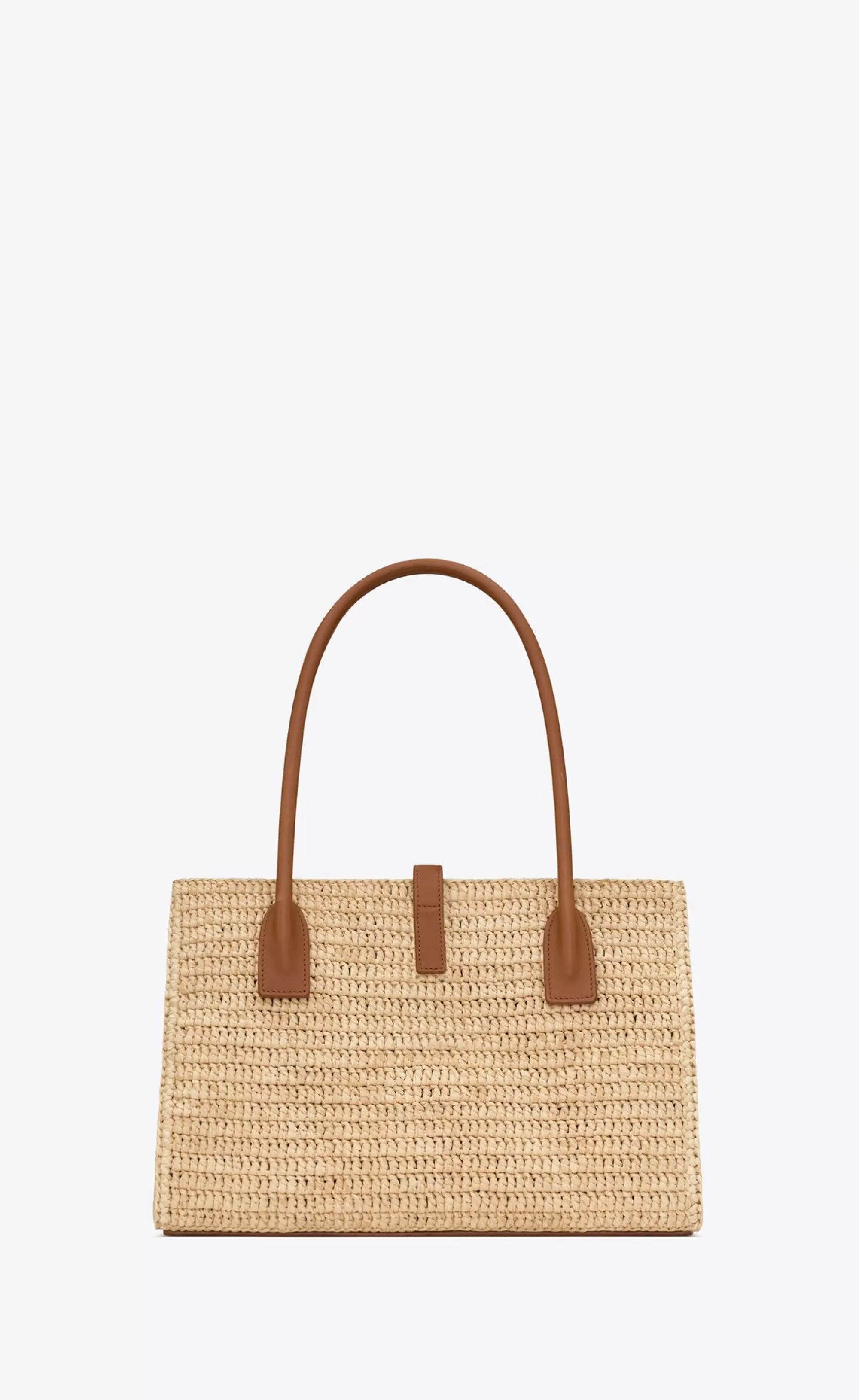 Women Saint Laurent TOTES AND SHOPPINGS^PANIER RECTANGLE In Raffia And Leather | | YSL.com