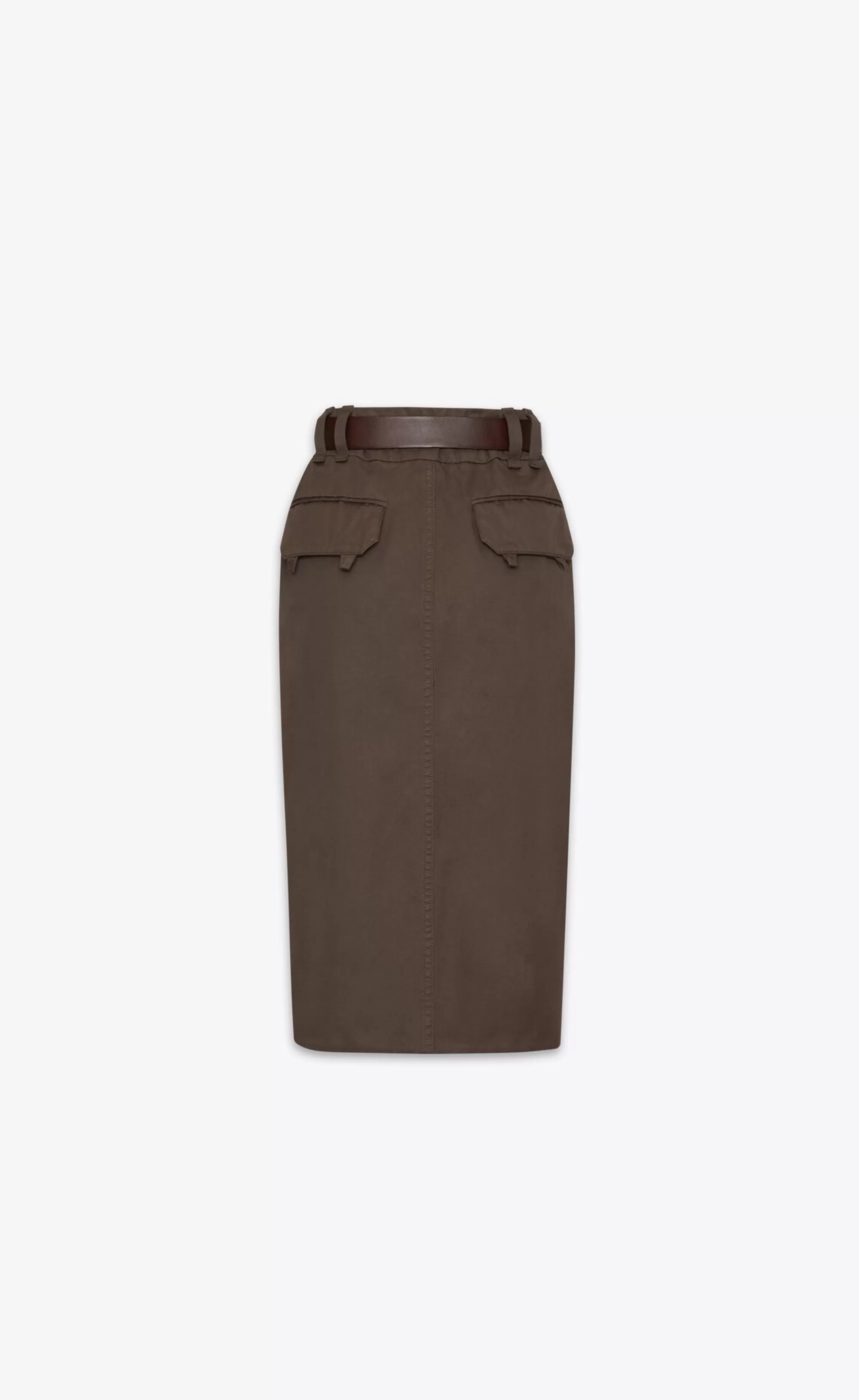 Women Saint Laurent SKIRTS^Pencil Skirt In Cotton | | YSL.com