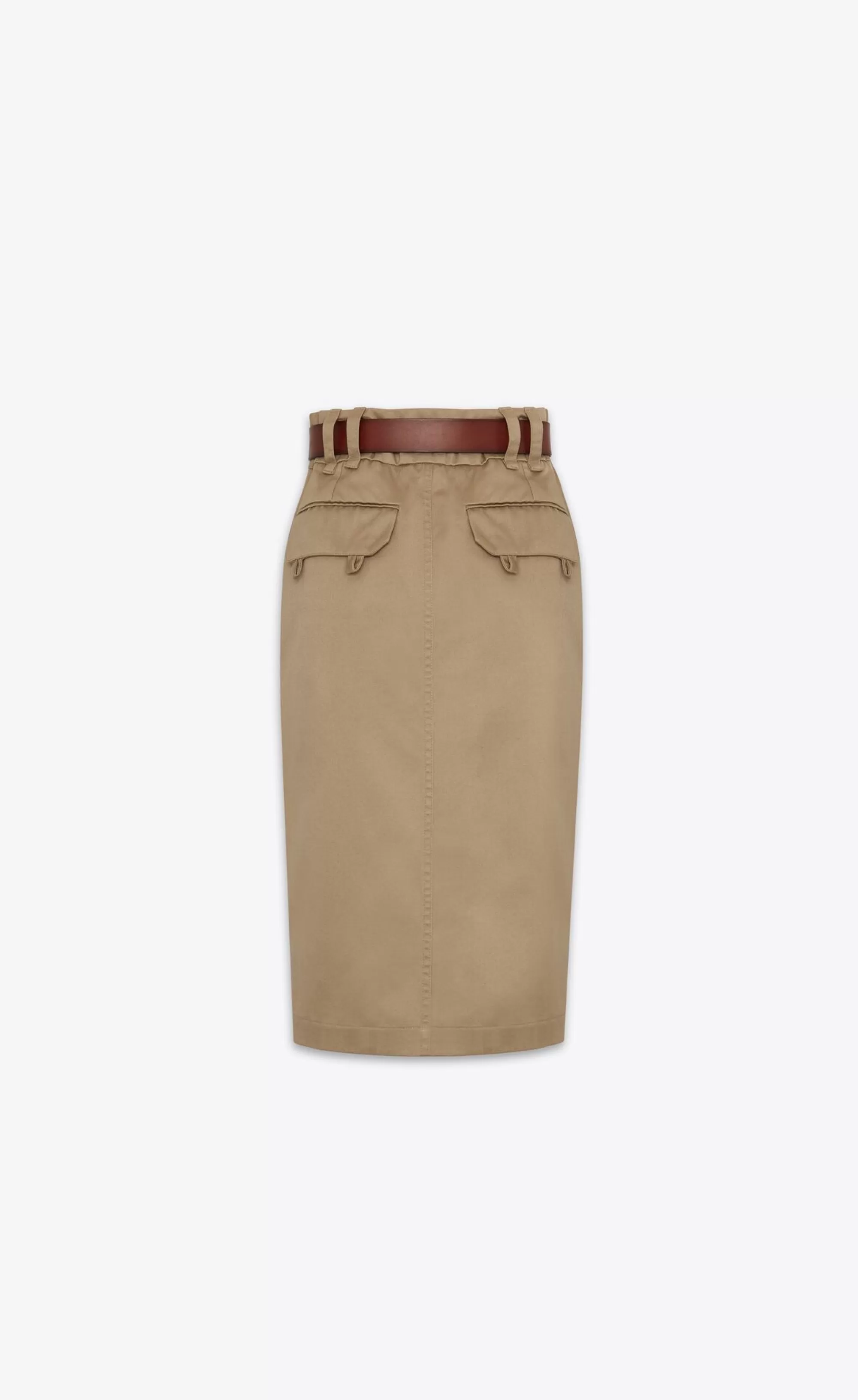 Women Saint Laurent SKIRTS^Pencil Skirt In Cotton Gabardine | | YSL.com