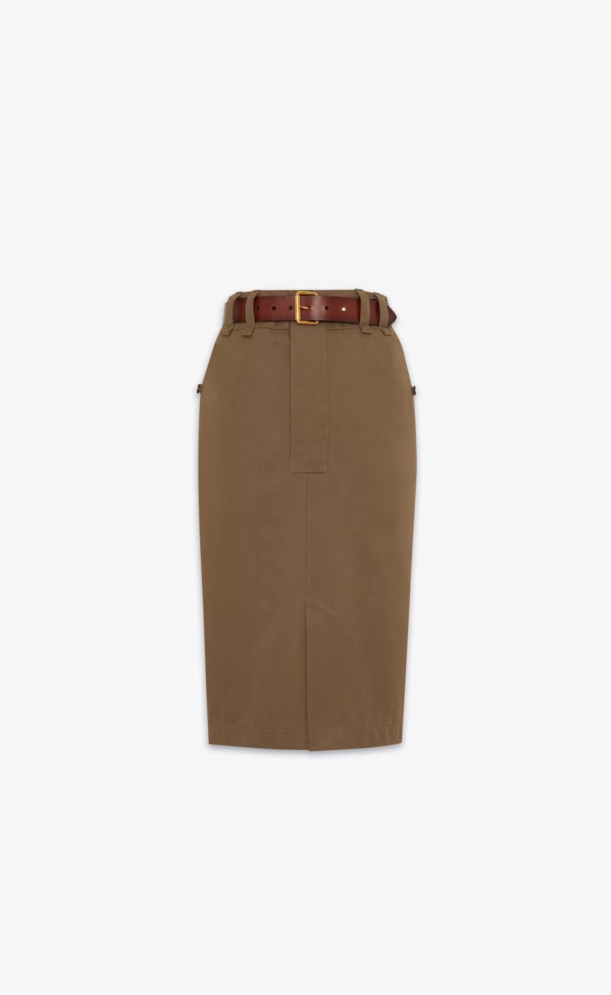 Women Saint Laurent SKIRTS^Pencil Skirt In Cotton Twill | | YSL.com