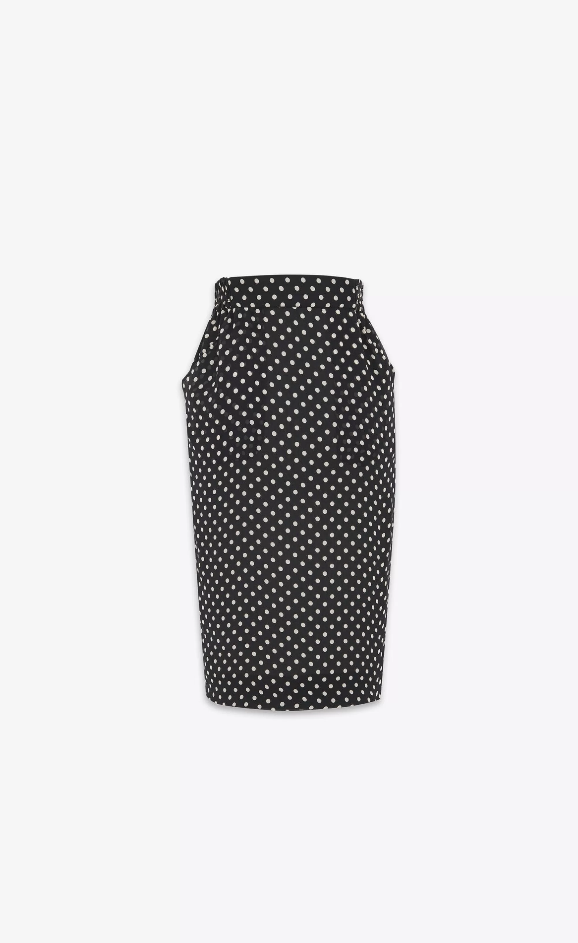 Women Saint Laurent SKIRTS^Pencil Skirt In Dotted Silk Charmeuse | | YSL.com