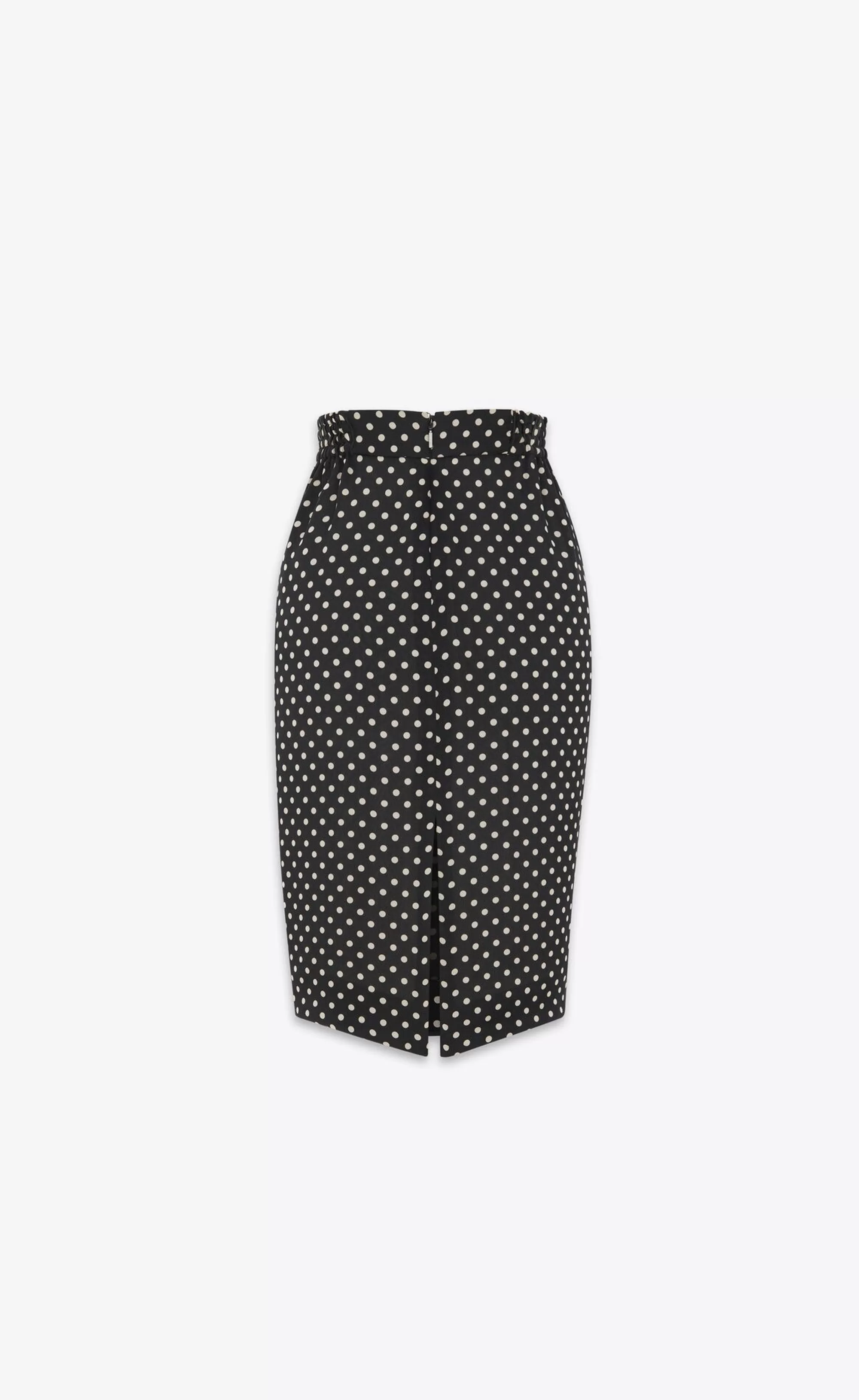 Women Saint Laurent SKIRTS^Pencil Skirt In Dotted Silk Charmeuse | | YSL.com