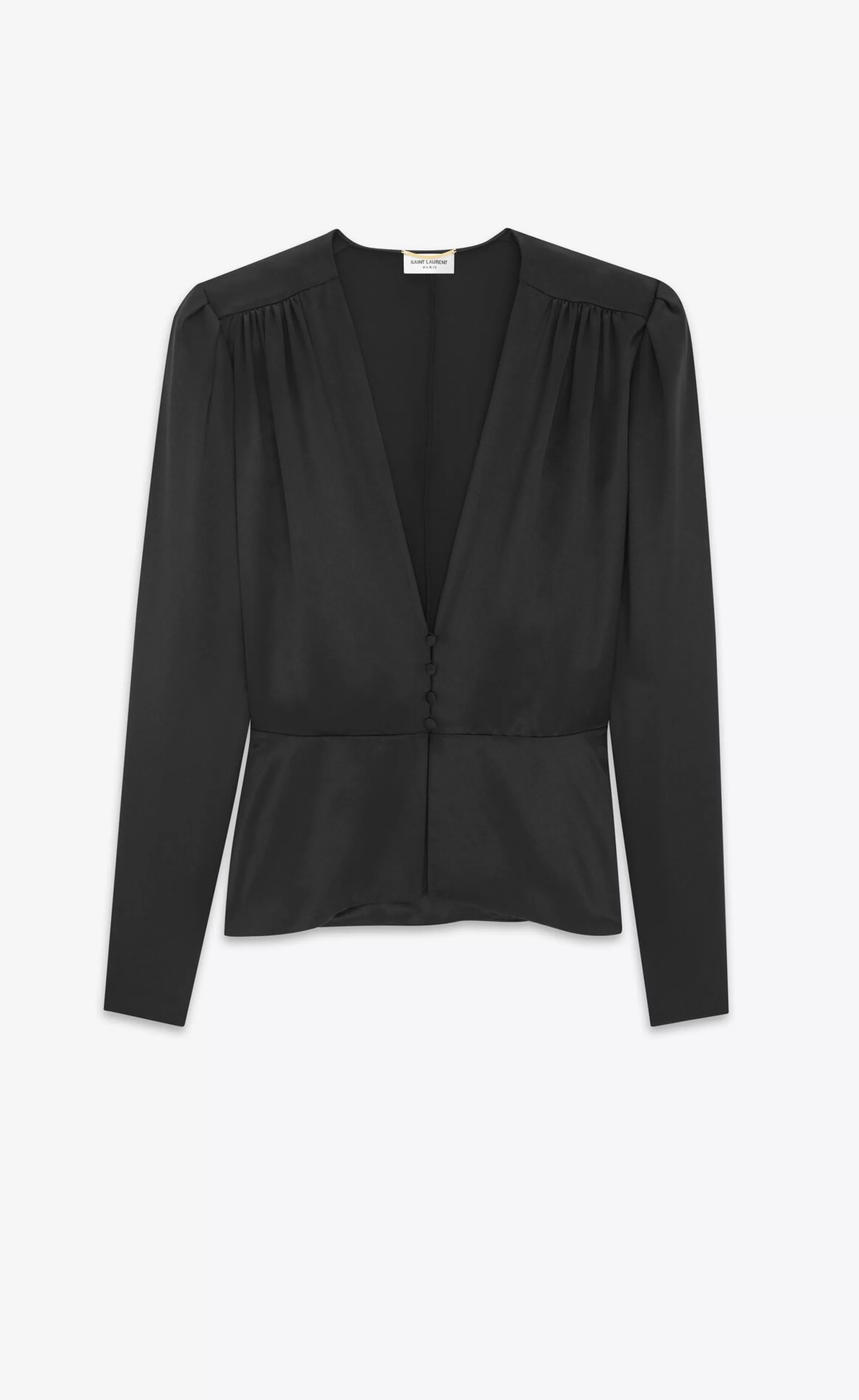 Women Saint Laurent SHIRTS AND TOPS^Peplum Blouse In Silk Satin Crepe | | YSL.com