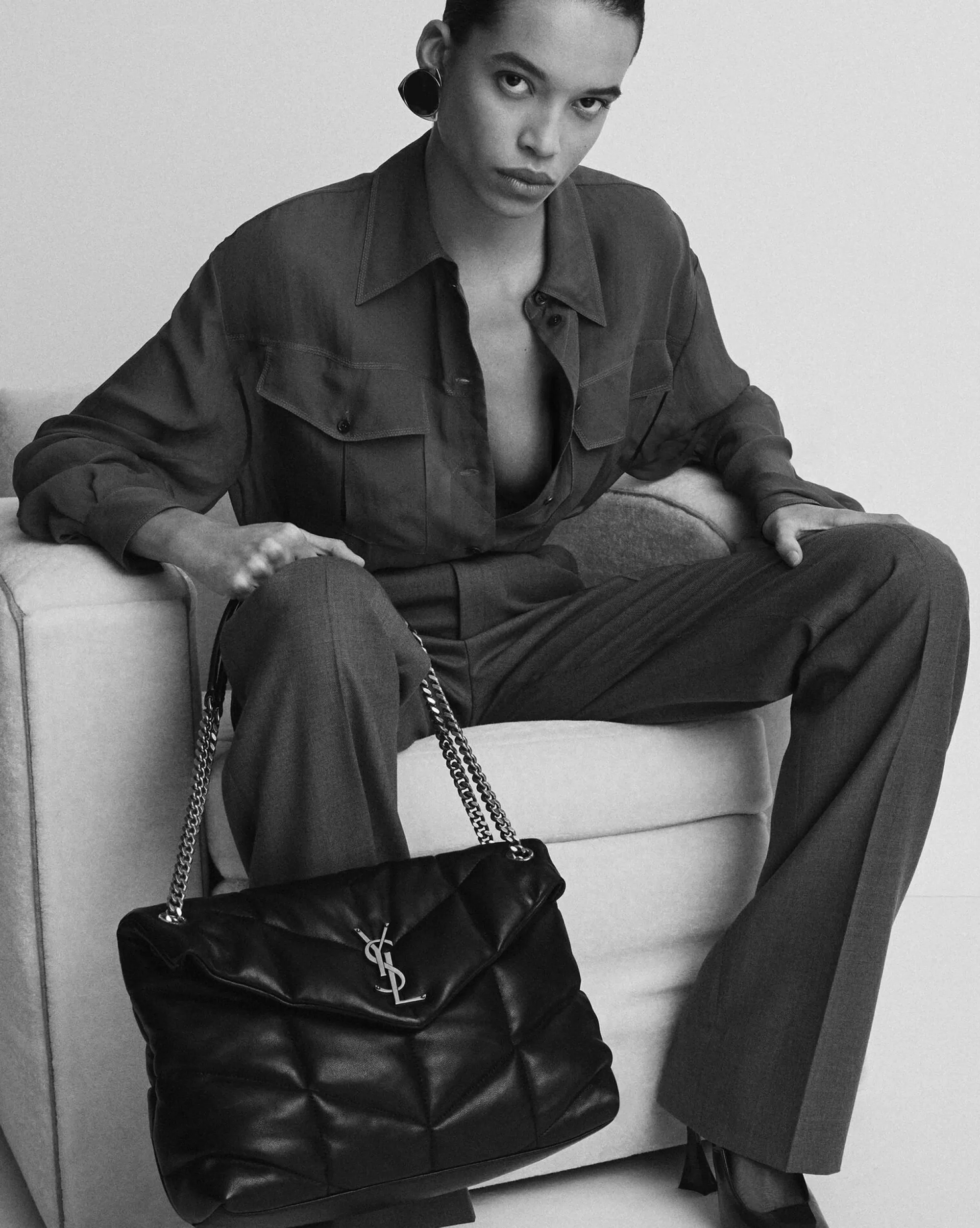 Women Saint Laurent SHOULDER BAGS | PUFFER^PUFFER Medium In Crinkled Leather | | YSL.com