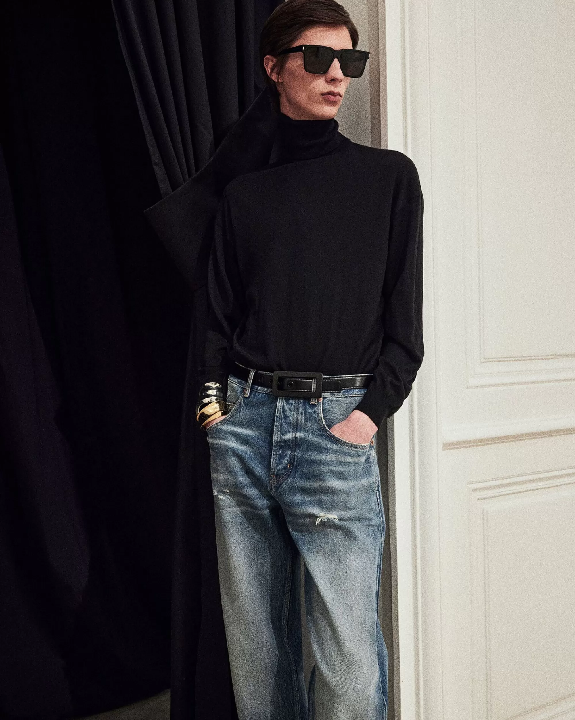 Saint Laurent BELTS^Rectangular Buckle Belt In Smooth Leather | | YSL.com