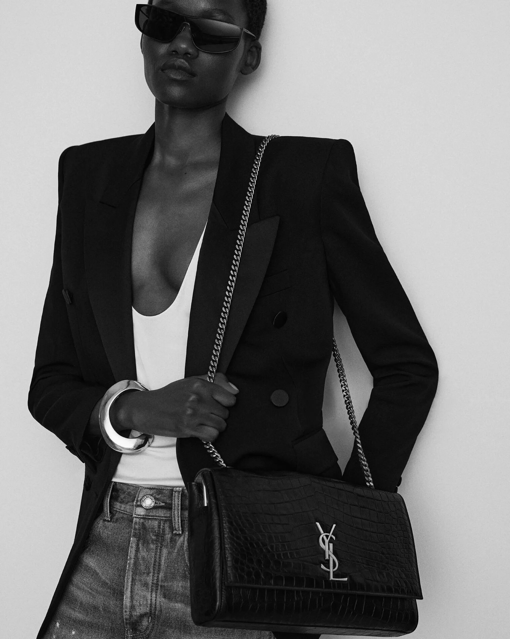 Women Saint Laurent SHOULDER BAGS | KATE^REVERSIBLE KATE IN CROCODILE-EMBOSSED LEATHER | | YSL.com