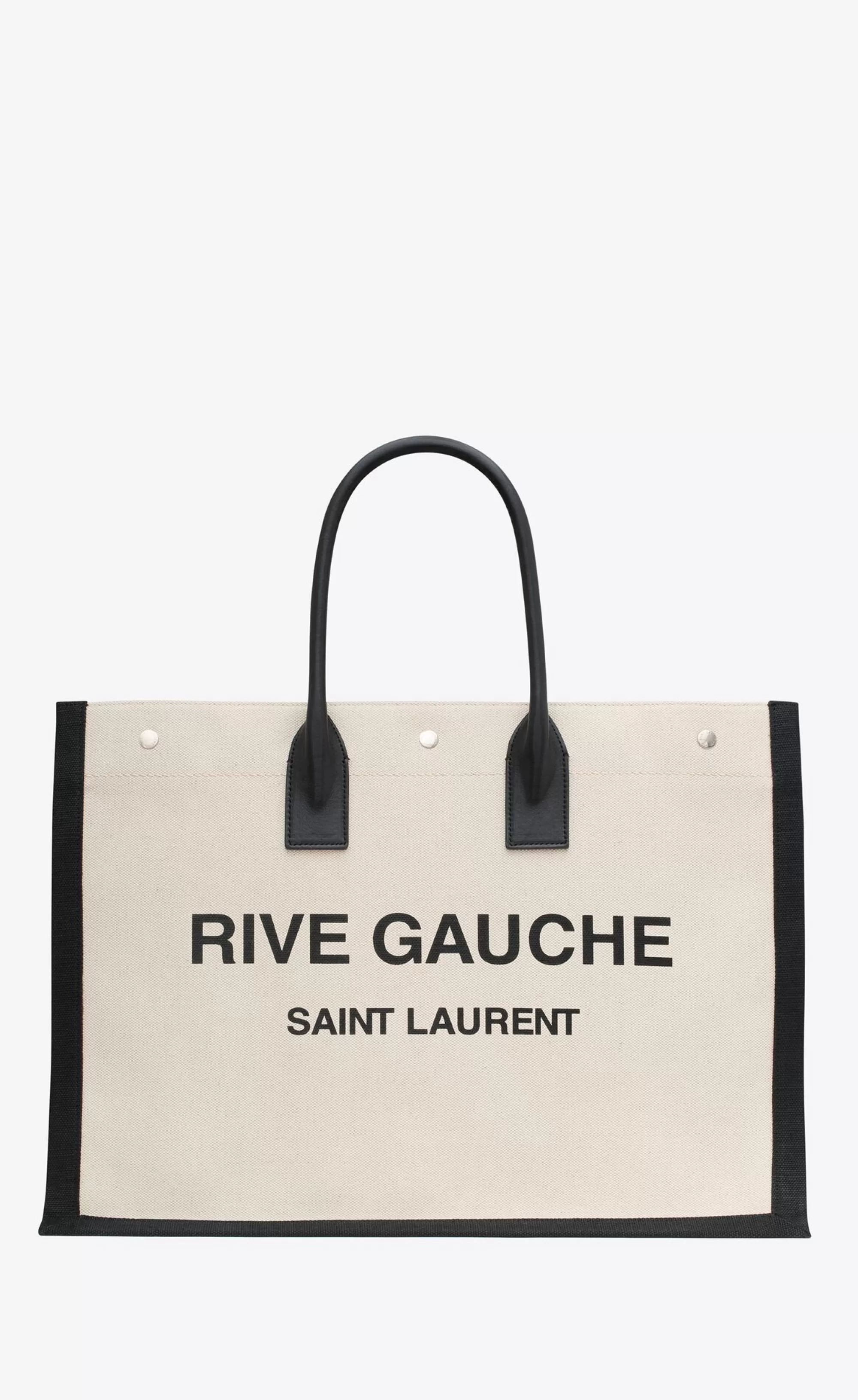 Saint Laurent SHOPPING BAGS^RIVE GAUCHE LARGE TOTE BAG IN CANVAS AND SMOOTH LEATHER | | YSL.com
