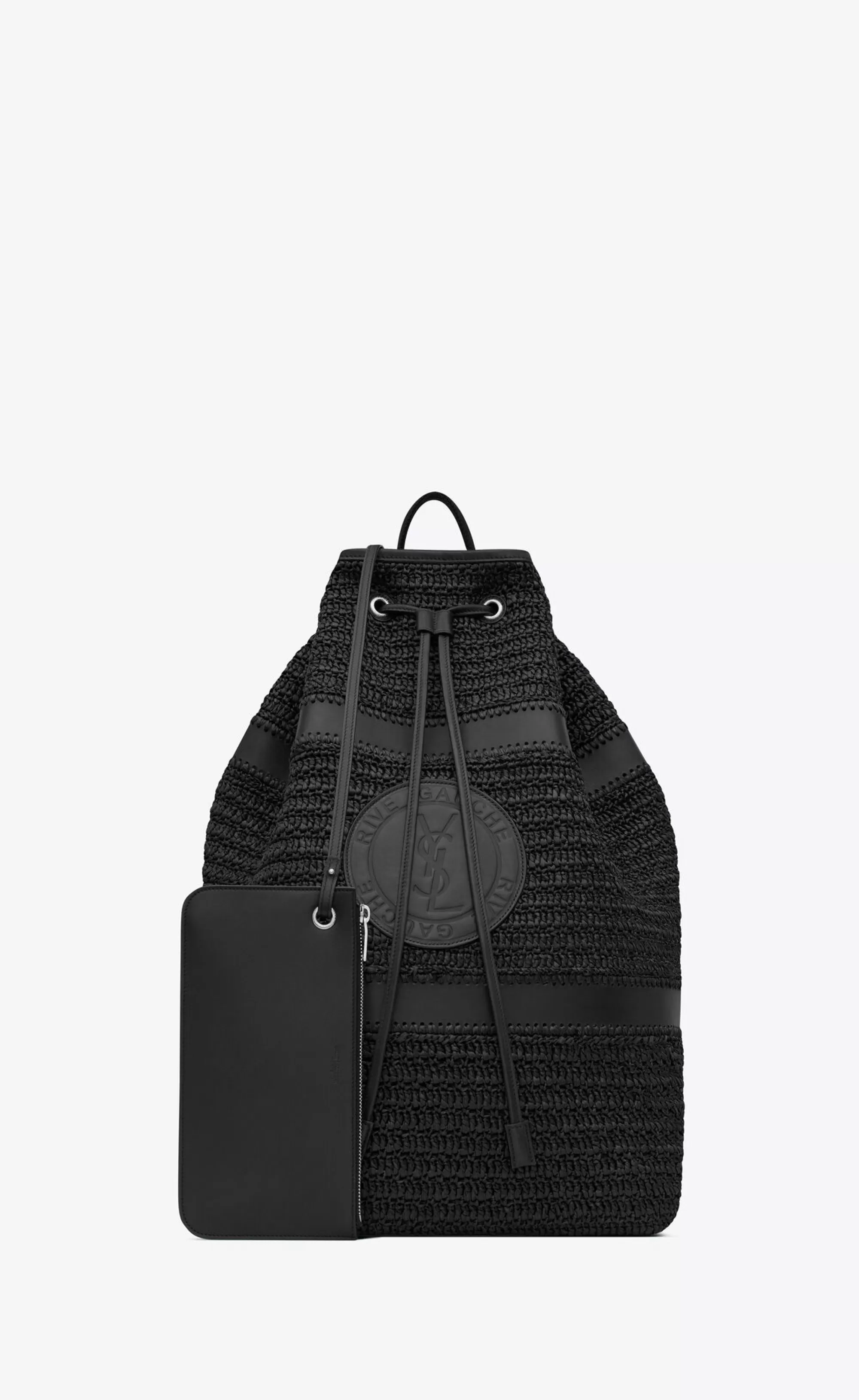 Saint Laurent BACKPACKS^RIVE GAUCHE SLING BAG IN RAFFIA | | YSL.com