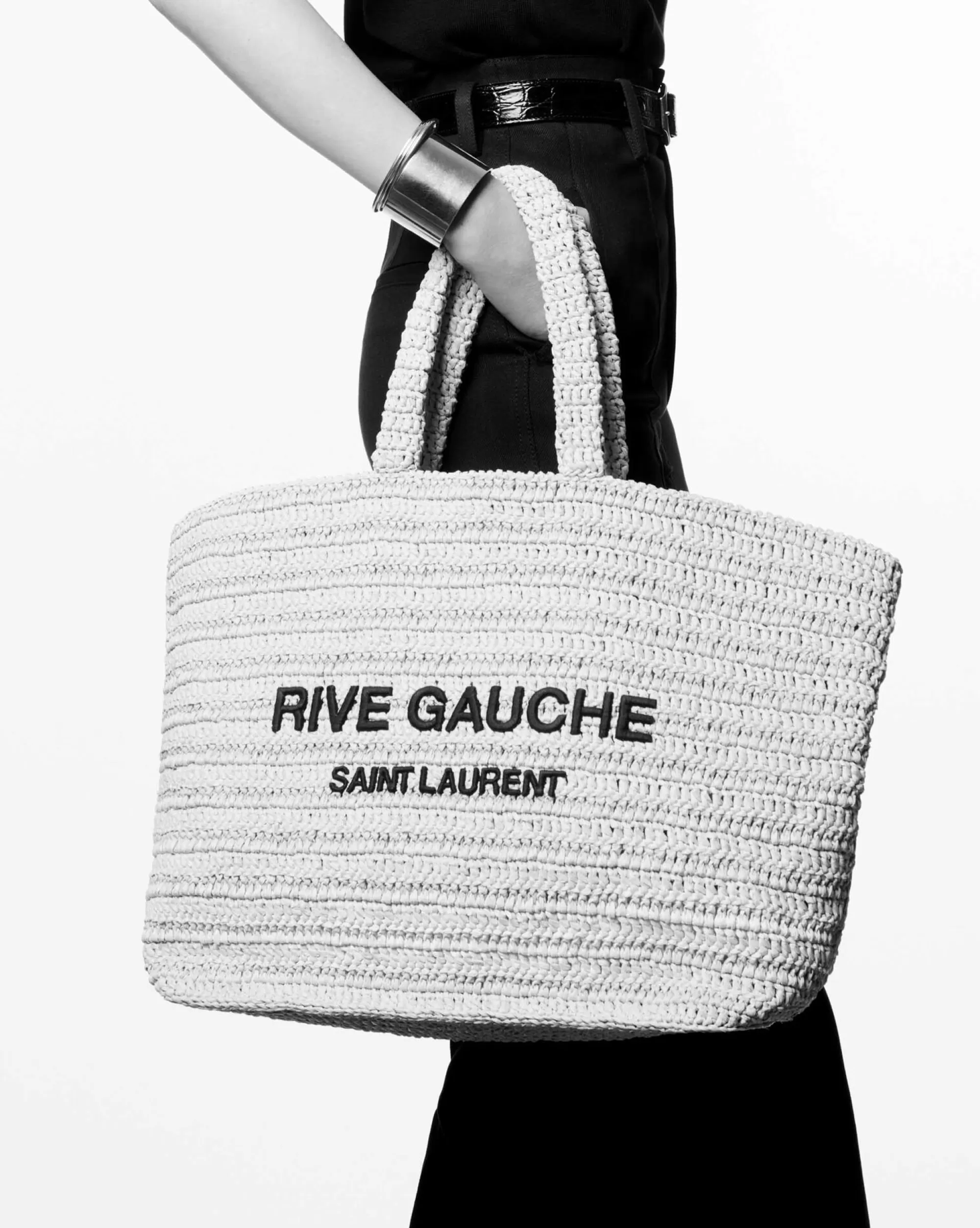 Women Saint Laurent TOTES AND SHOPPINGS^RIVE GAUCHE TOTE IN RAFFIA | | YSL.com