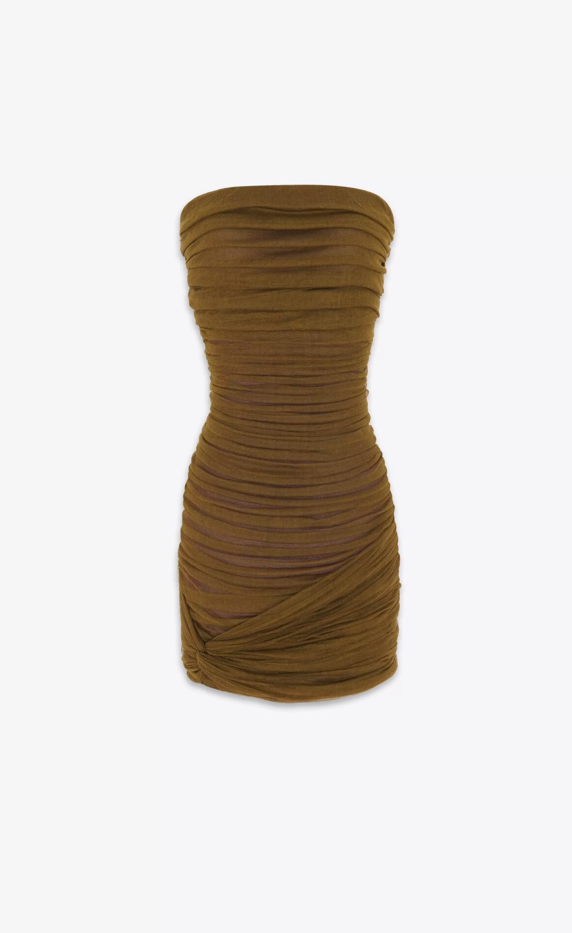 Women Saint Laurent DRESSES^Ruched Strapless Dress In Tulle | | YSL.com