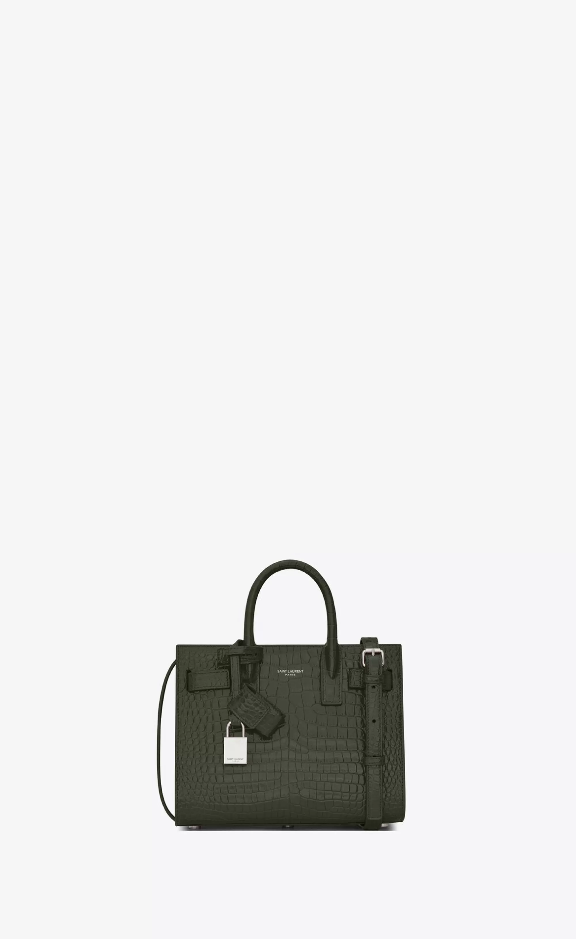 Women Saint Laurent SAC DE JOUR | TOP HANDLES^SAC DE JOUR NANO IN CROCODILE EMBOSSED LEATHER | | YSL.com