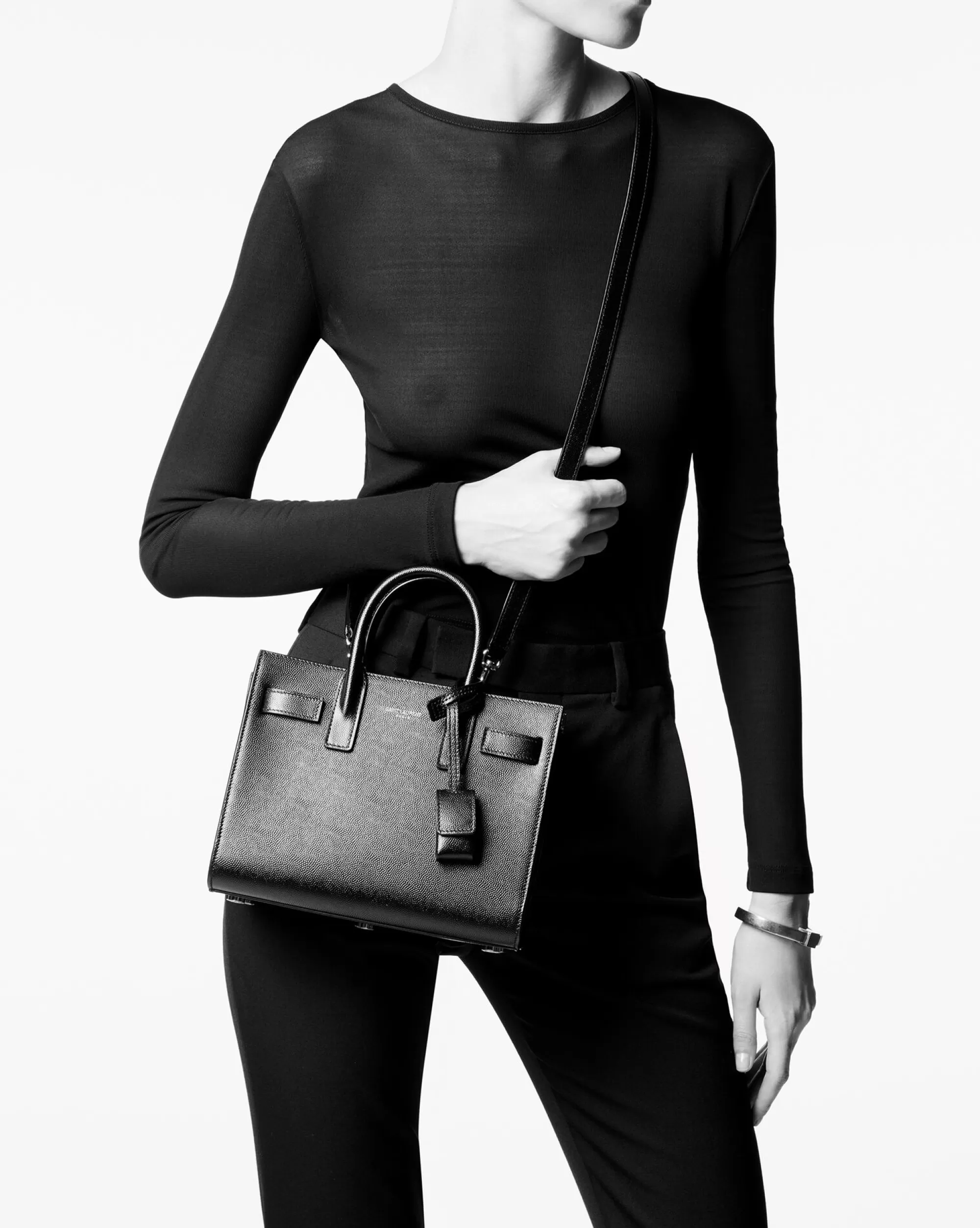 Women Saint Laurent TOP HANDLES | SAC DE JOUR^SAC DE JOUR NANO IN GRAINED LEATHER | | YSL.com