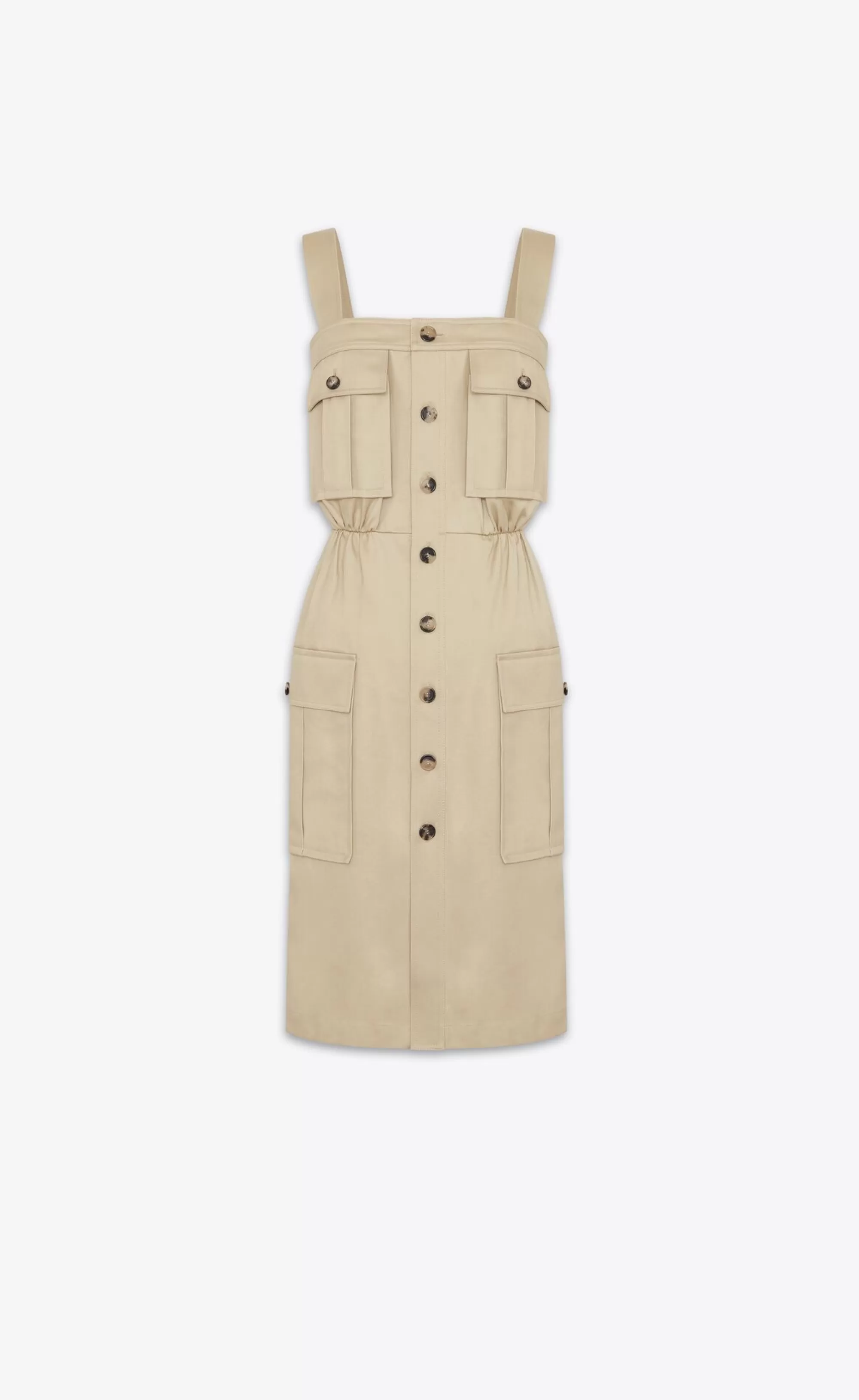 Women Saint Laurent DRESSES^SAHARIENNE Dress In Cotton Gabardine | | YSL.com