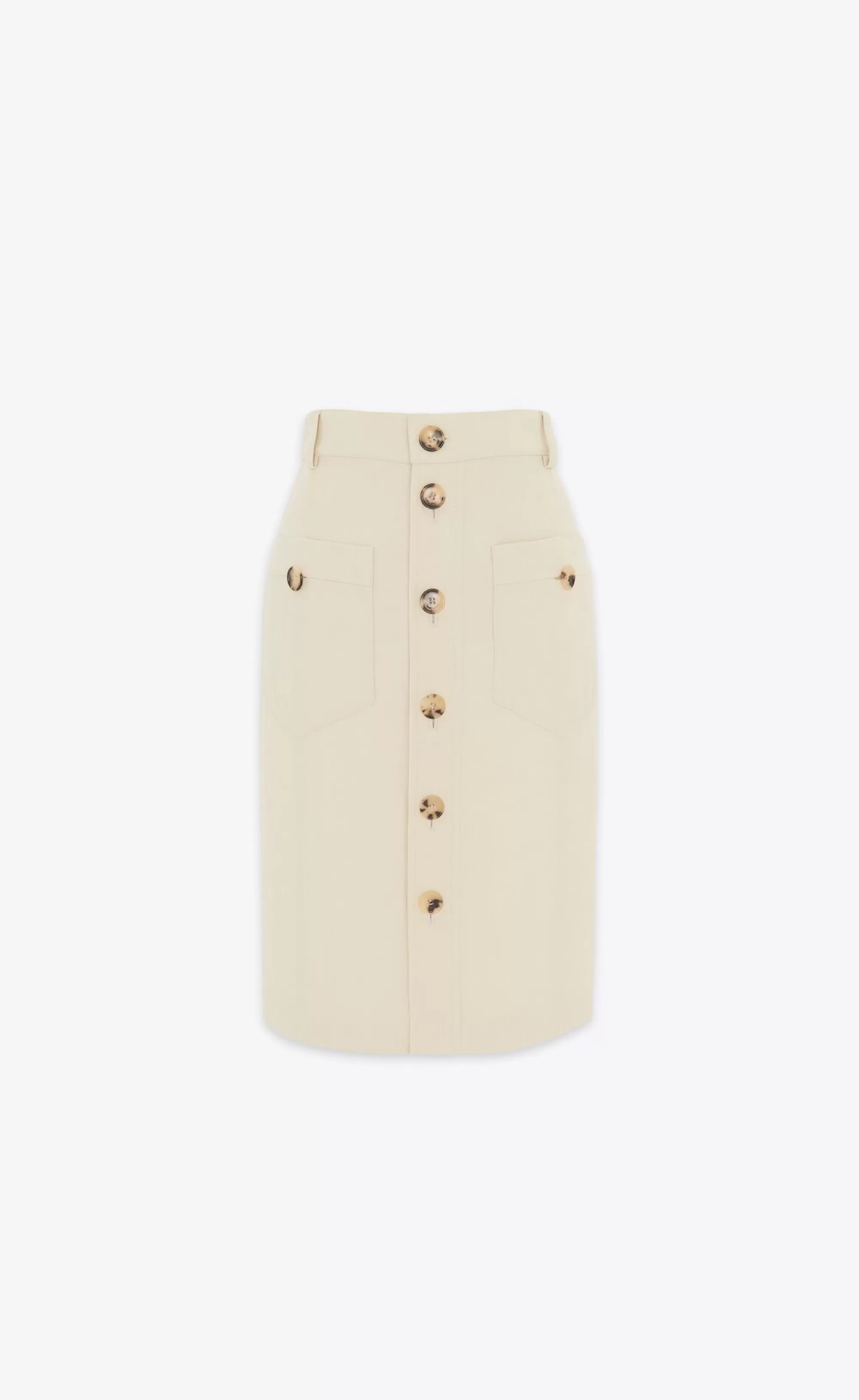 Women Saint Laurent SKIRTS^SAHARIENNE Midi Skirt In Canvas | | YSL.com