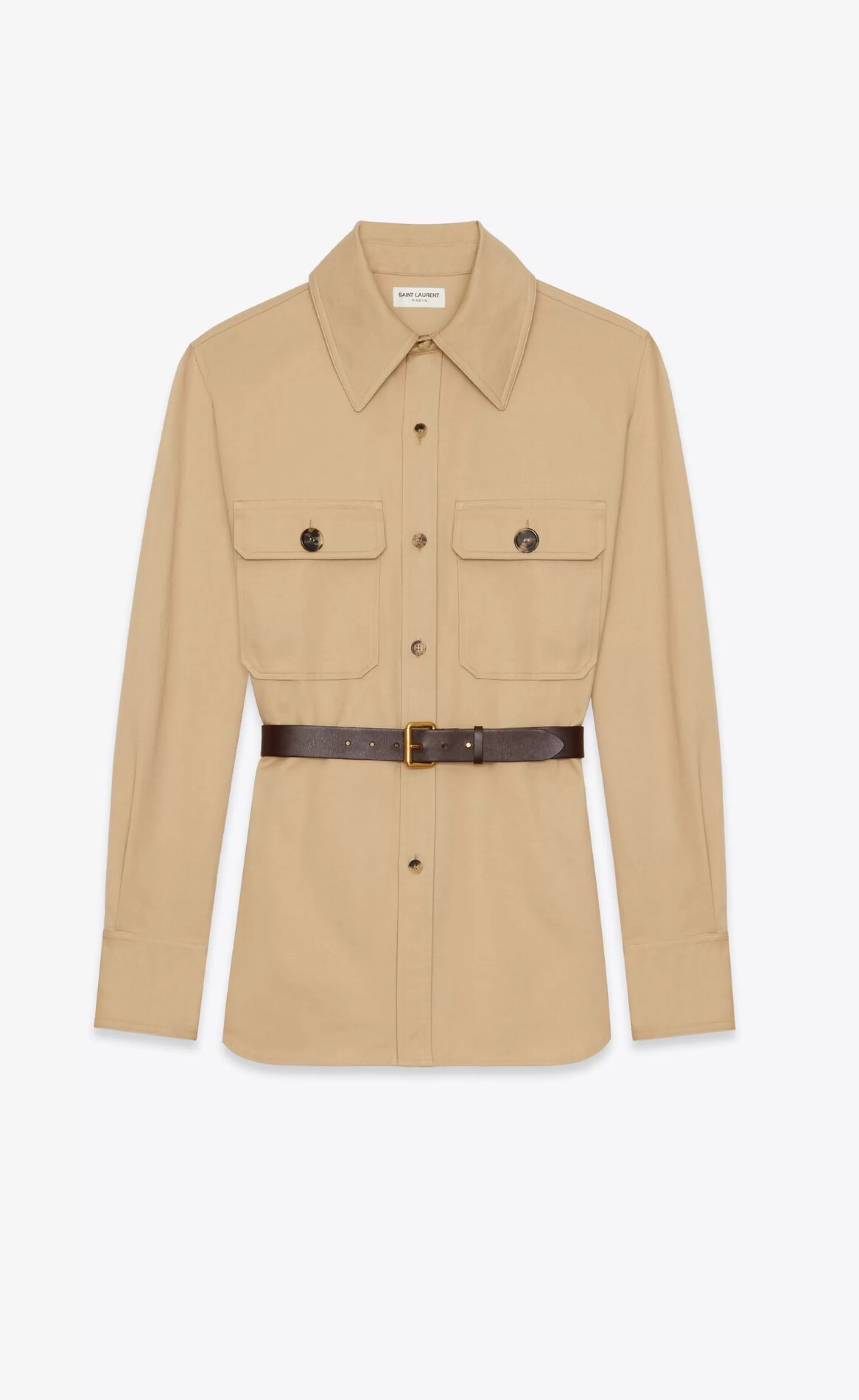 Women Saint Laurent SHIRTS AND TOPS | JACKETS AND PANTS^SAHARIENNE Shirt In Cotton Drill | | YSL.com