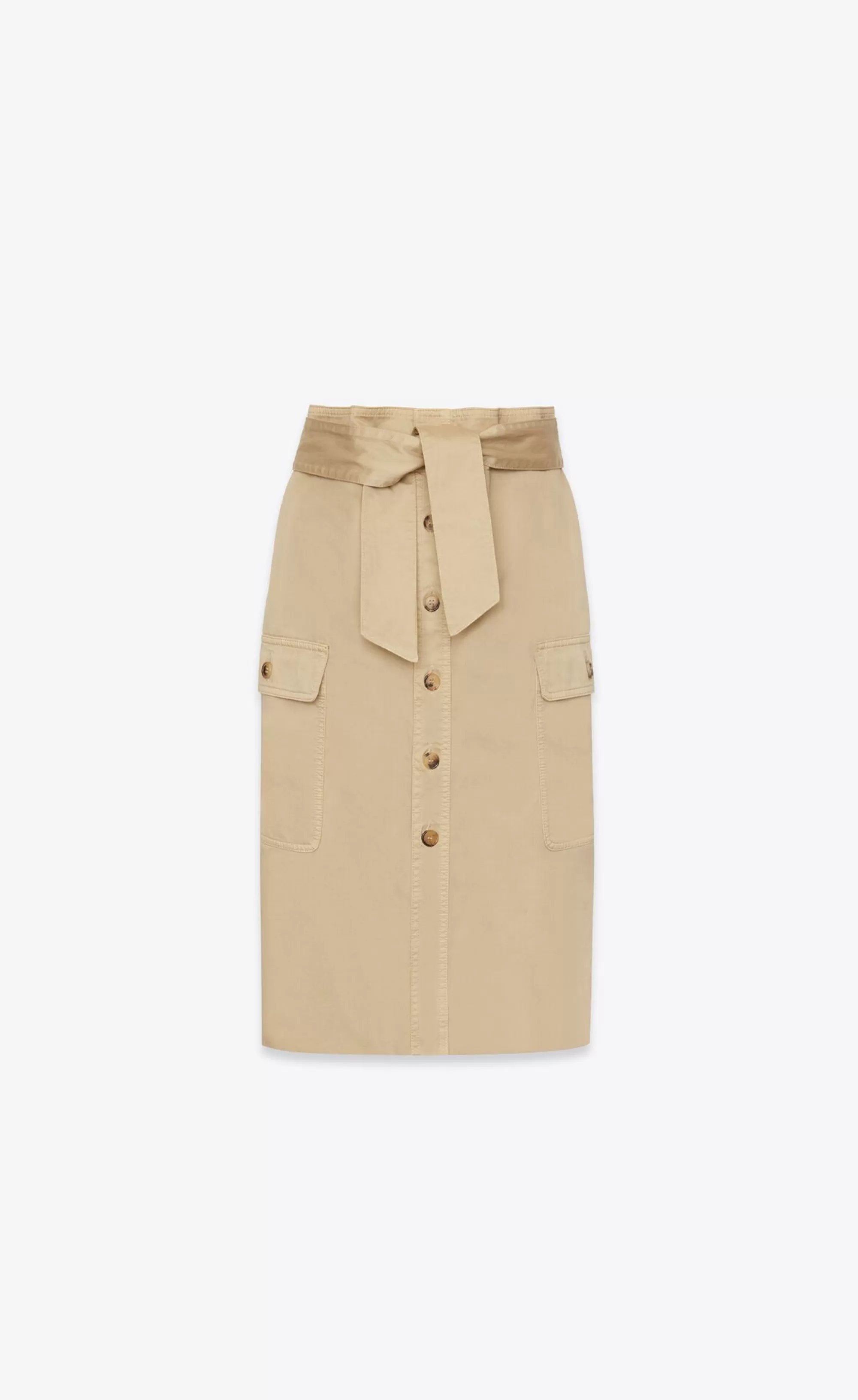 Women Saint Laurent SKIRTS^SAHARIENNE Skirt In Cotton | | YSL.com