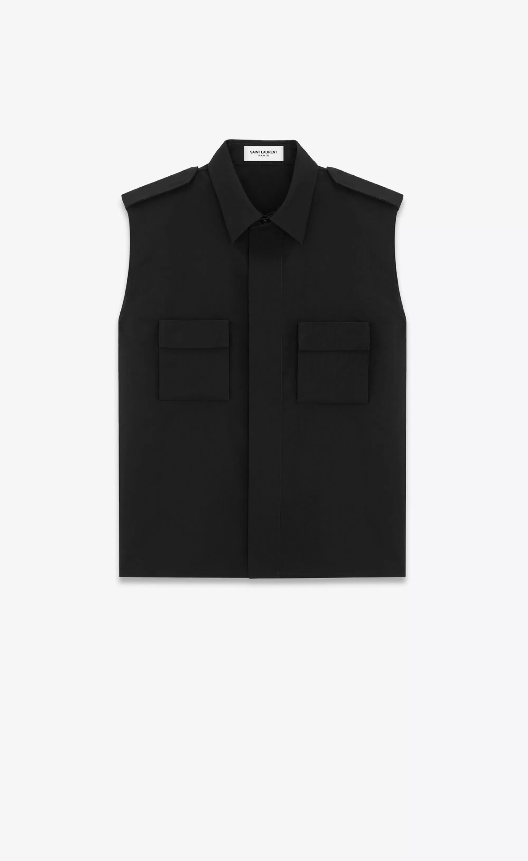 Saint Laurent ALL READY TO WEAR | SHIRTS^SAHARIENNE Sleeveless Shirt In Faille | | YSL.com