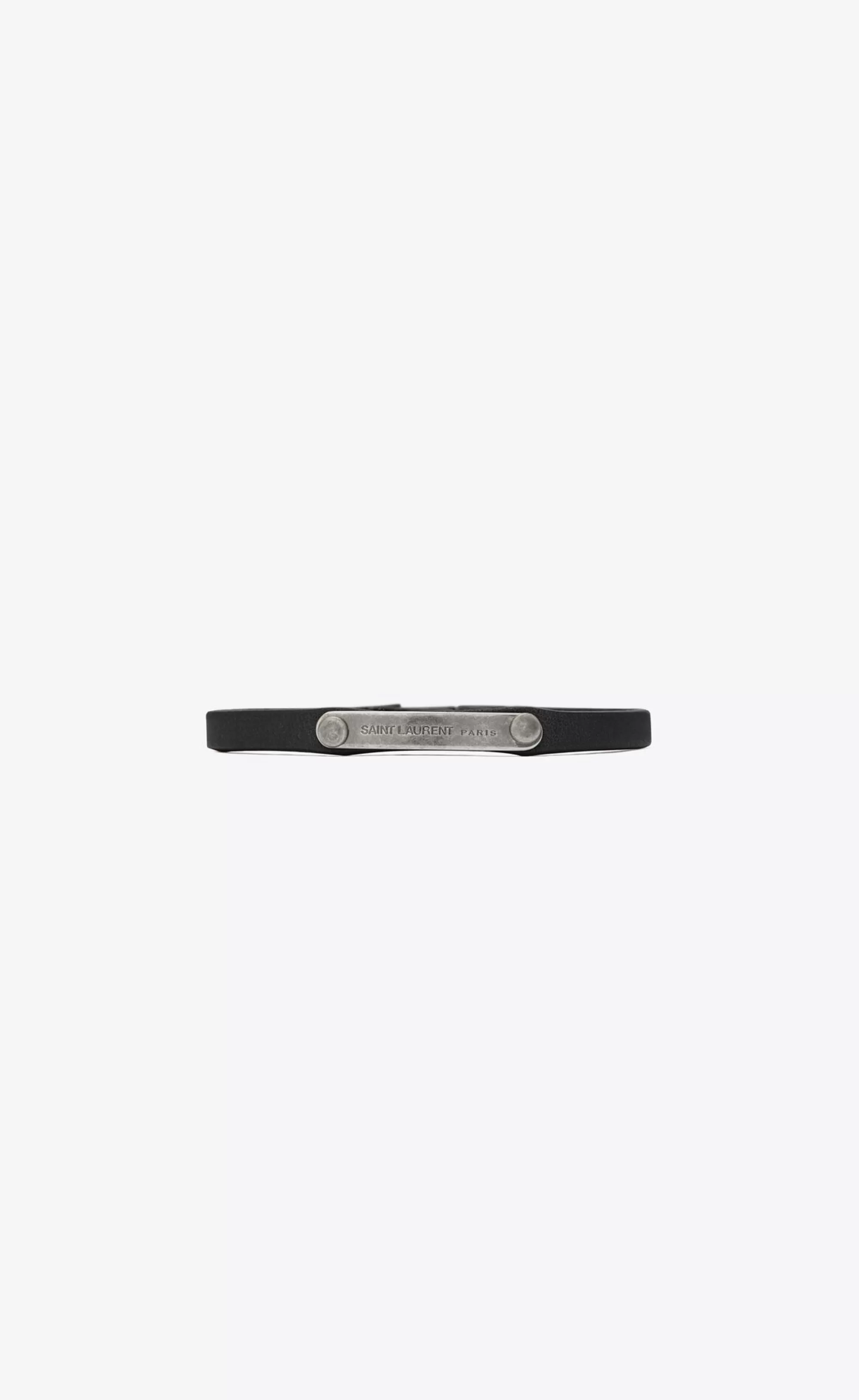 Women Saint Laurent Leather bracelets | Leather bracelets^ Id Plaque Bracelet In Leather | | YSL.com
