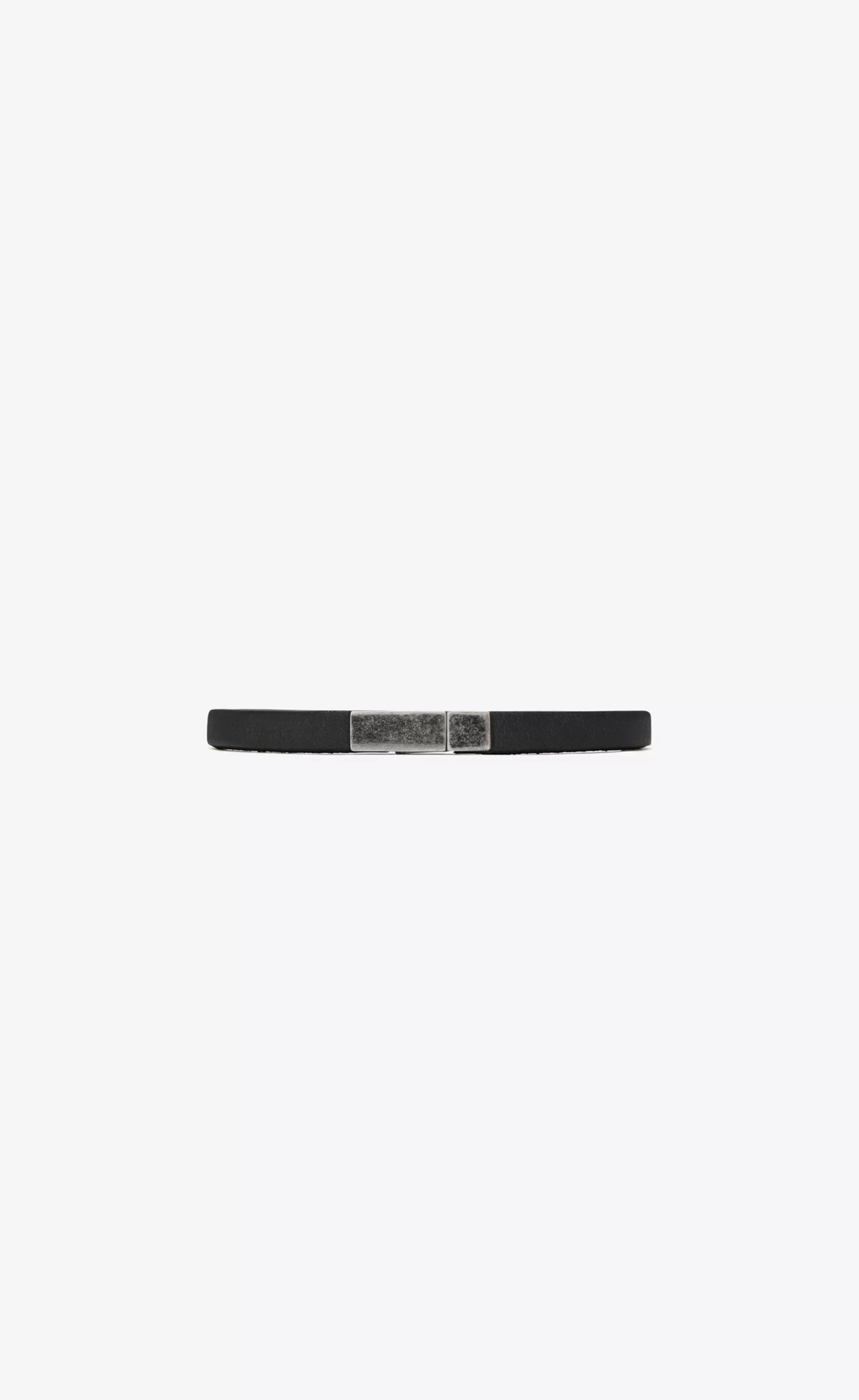 Women Saint Laurent Leather bracelets | Leather bracelets^ Id Plaque Bracelet In Leather | | YSL.com