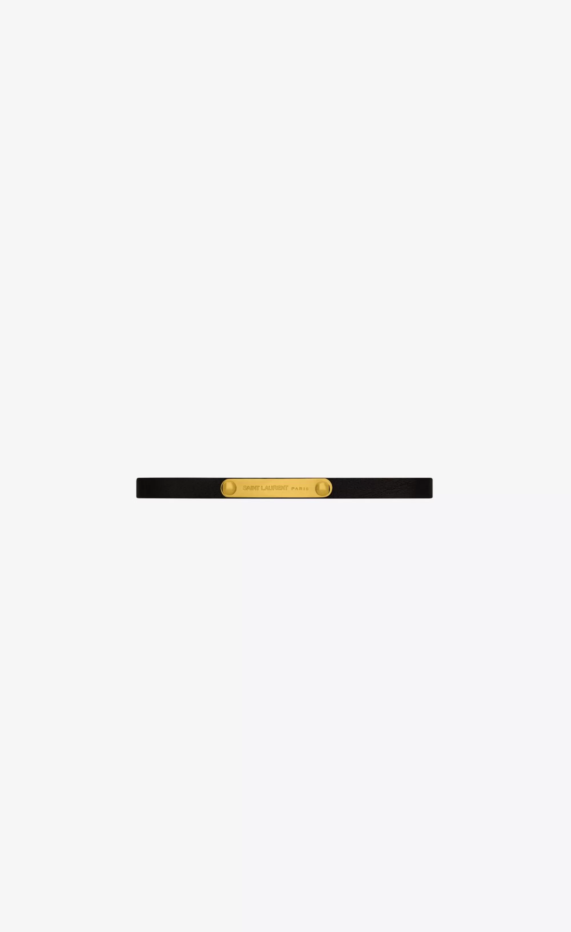 Women Saint Laurent Leather bracelets | Leather bracelets^ ID Plaque Bracelet In Smooth Leather And Metal | | YSL.com