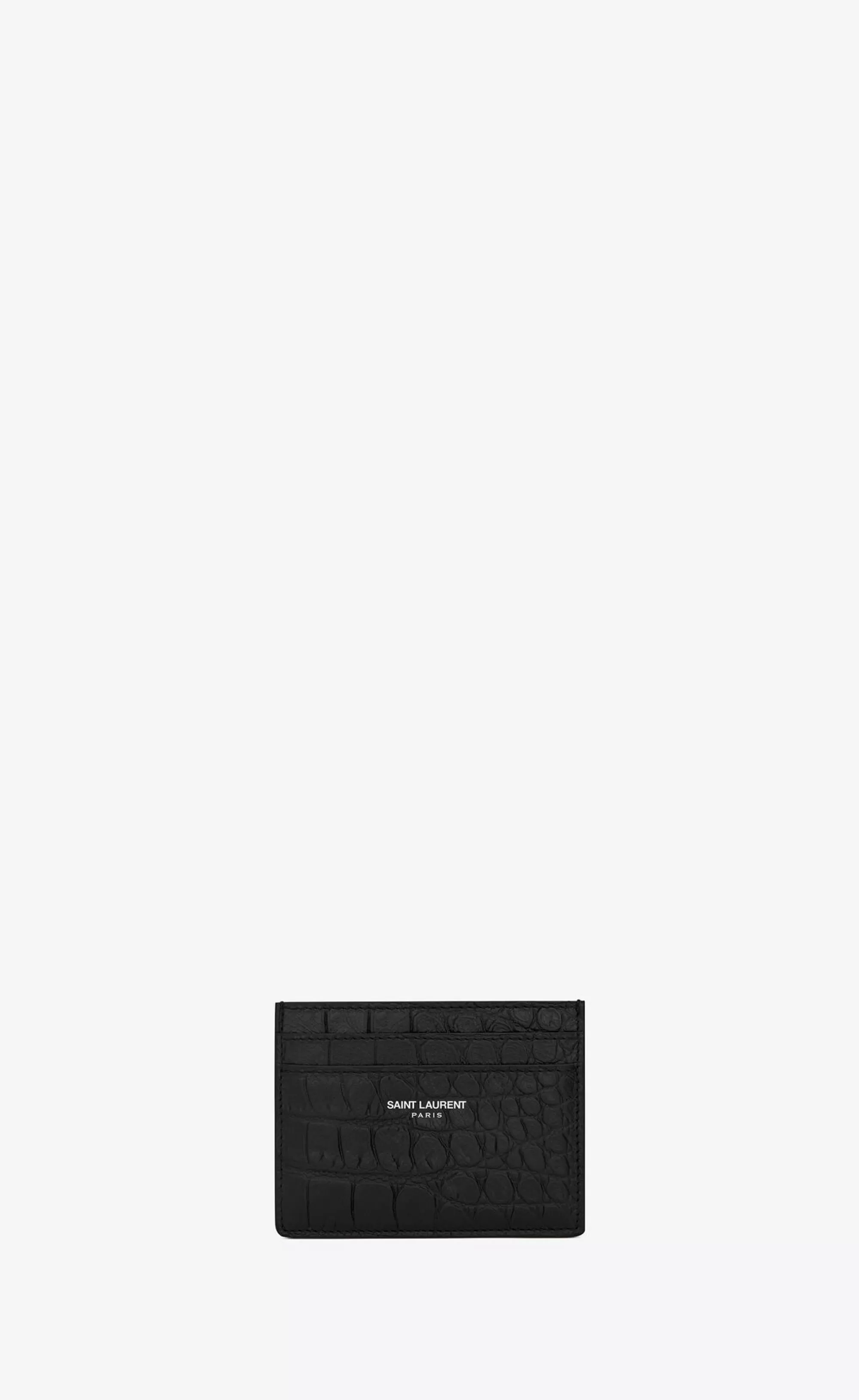 Saint Laurent CARD CASES^ Paris Credit Card Case In CROCODILE-EMBOSSED Leather | | YSL.com