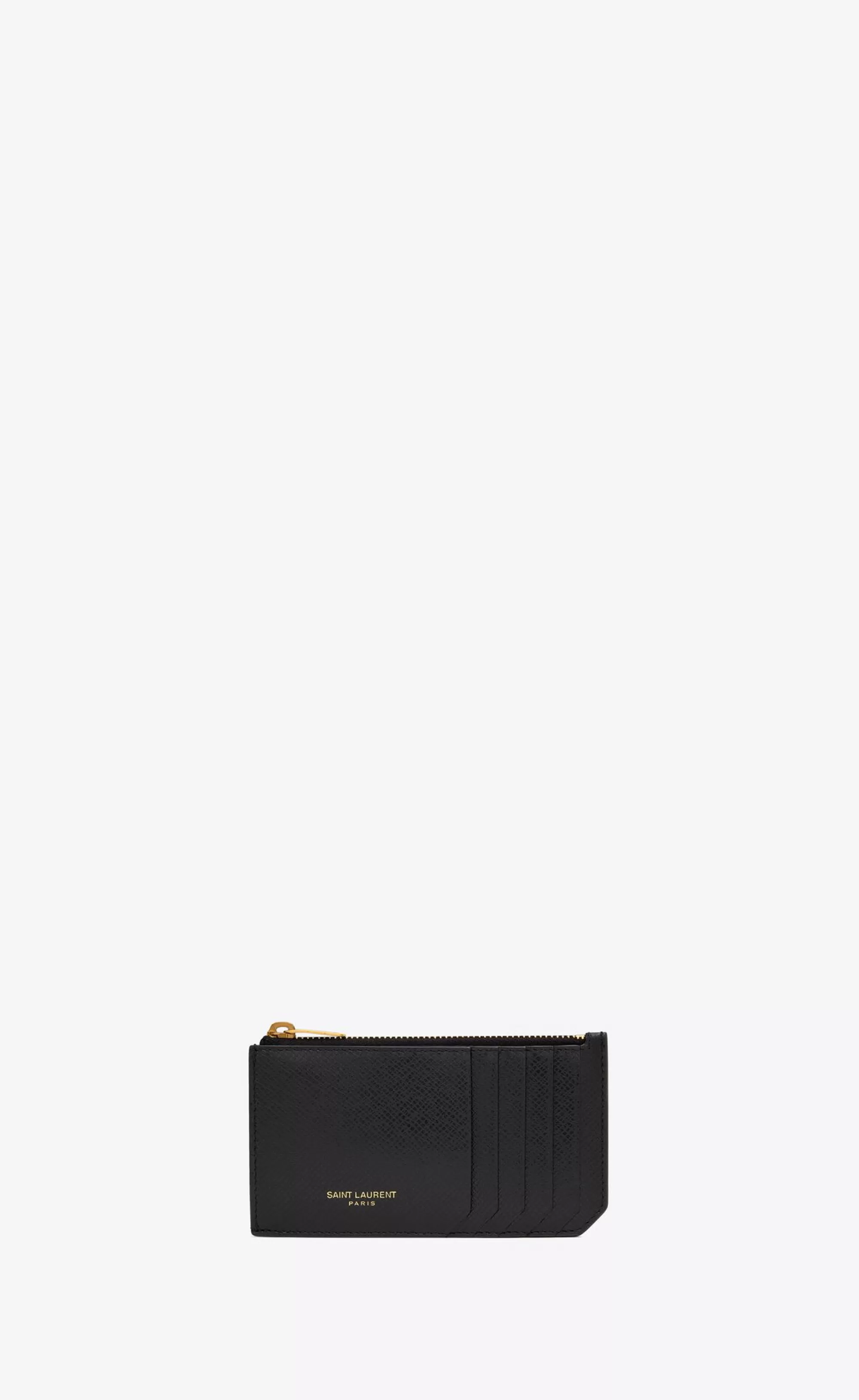 Saint Laurent CARD CASES^ Paris FRAGMENTS Zip Card Case In Coated Bark Leather | | YSL.com
