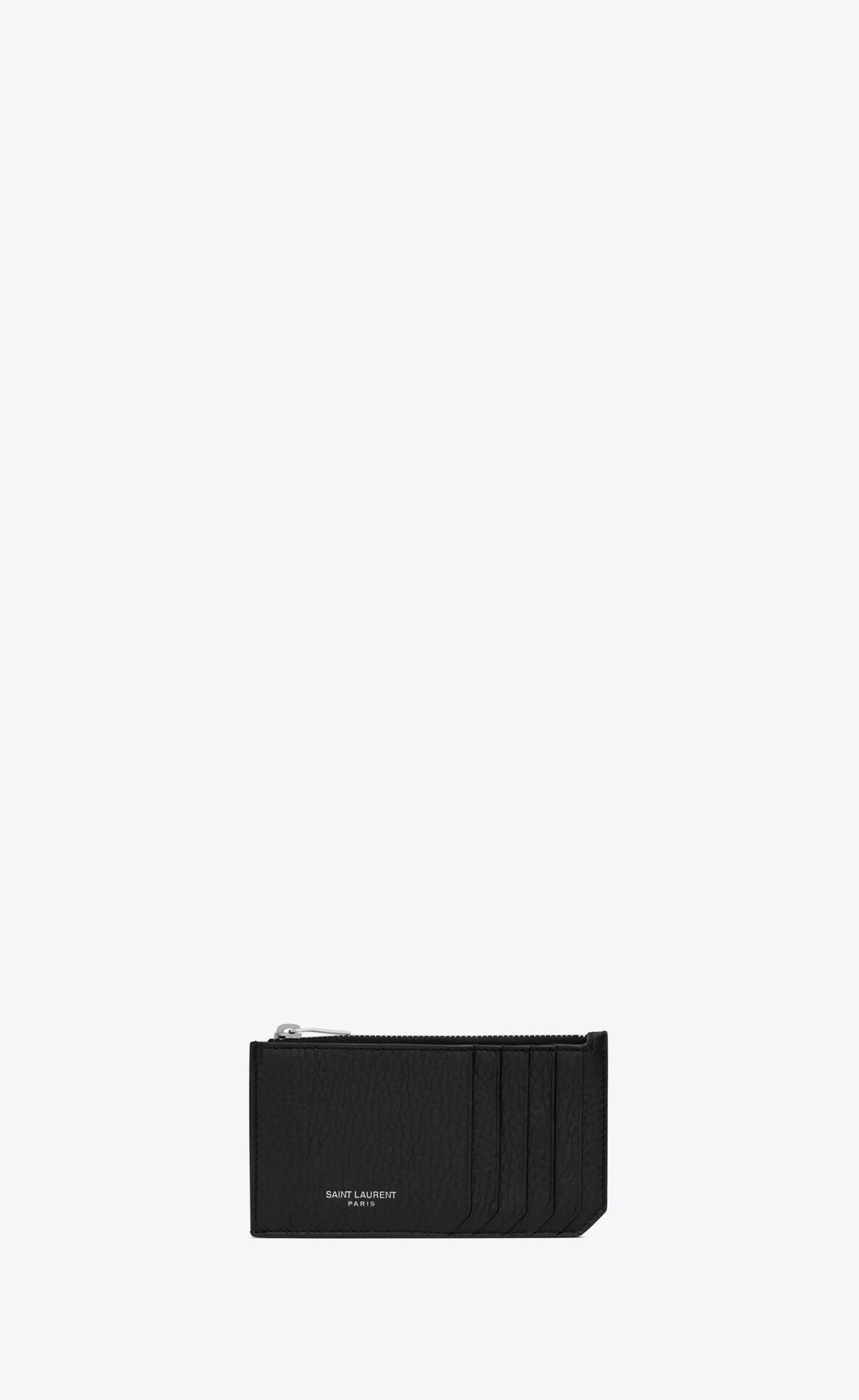 Saint Laurent CARD CASES^ Paris FRAGMENTS Zip Card Case In Grained Leather | | YSL.com