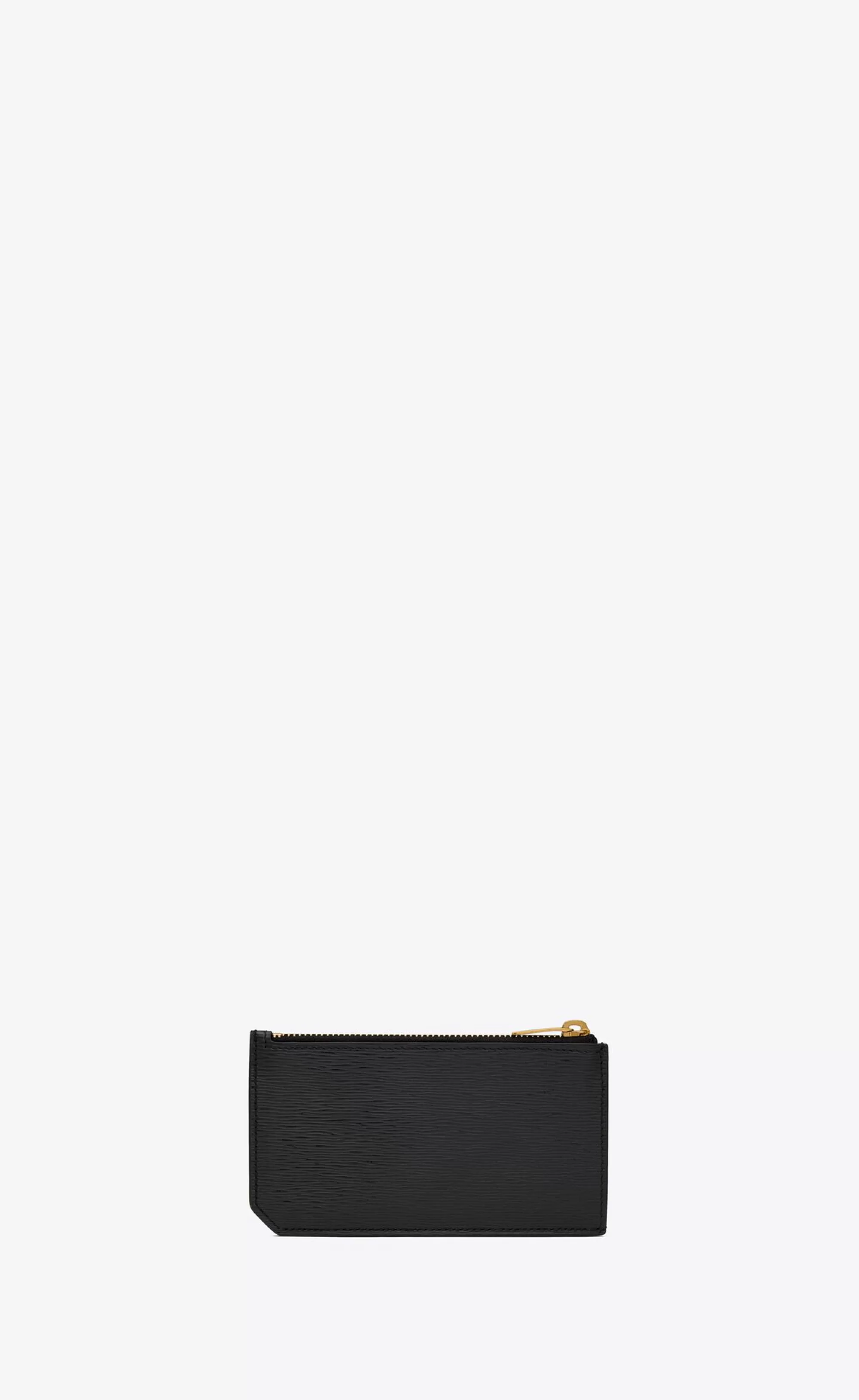 Saint Laurent CARD CASES^ Paris FRAGMENTS Zip Card Case In Ripple-embossed Leather | | YSL.com
