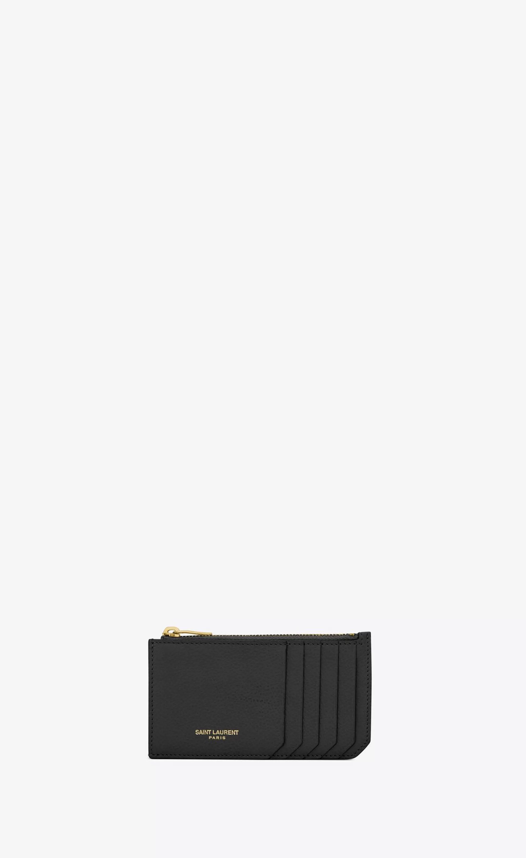 Saint Laurent CARD CASES^ PARIS FRAGMENTS Zipped Card Case In Grained Leather | | YSL.com
