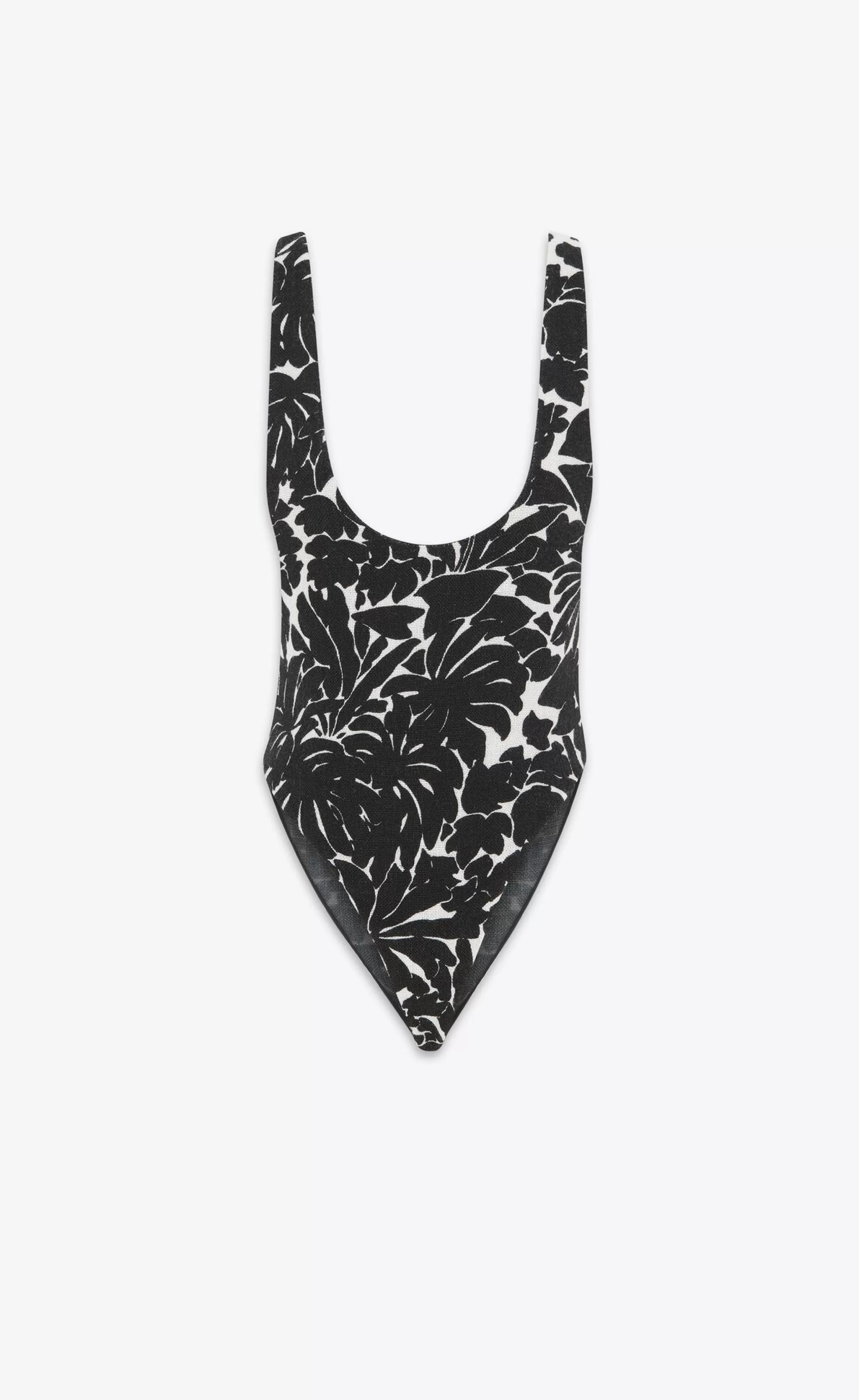 Women Saint Laurent LINGERIE AND SWIMWEAR^Scoop-neck Bodysuit In Palm Jersey | | YSL.com