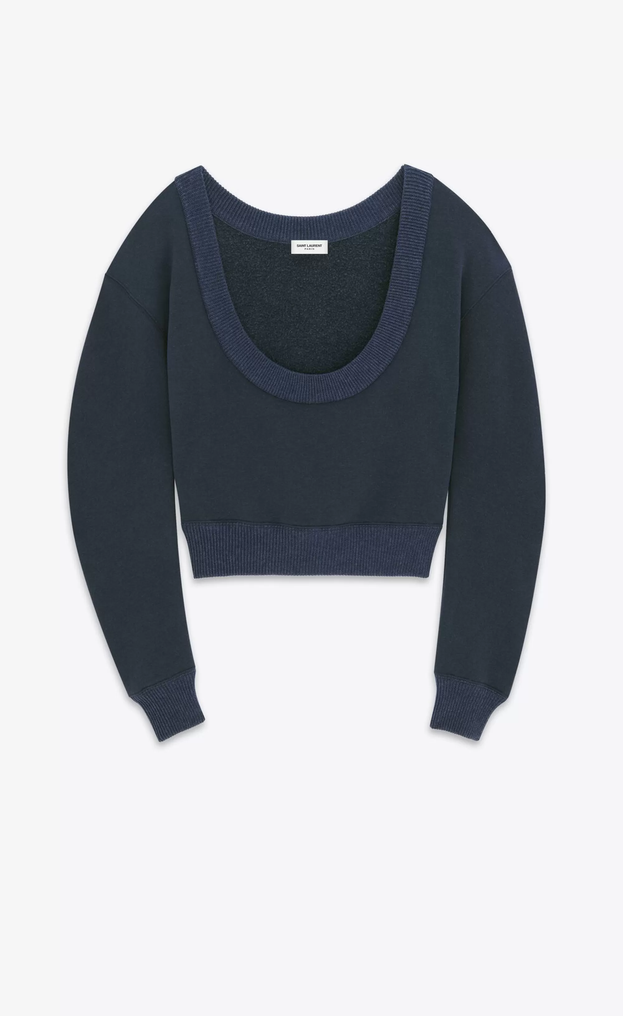 Women Saint Laurent JERSEY^Scoop-neck Cropped Sweatshirt | | YSL.com