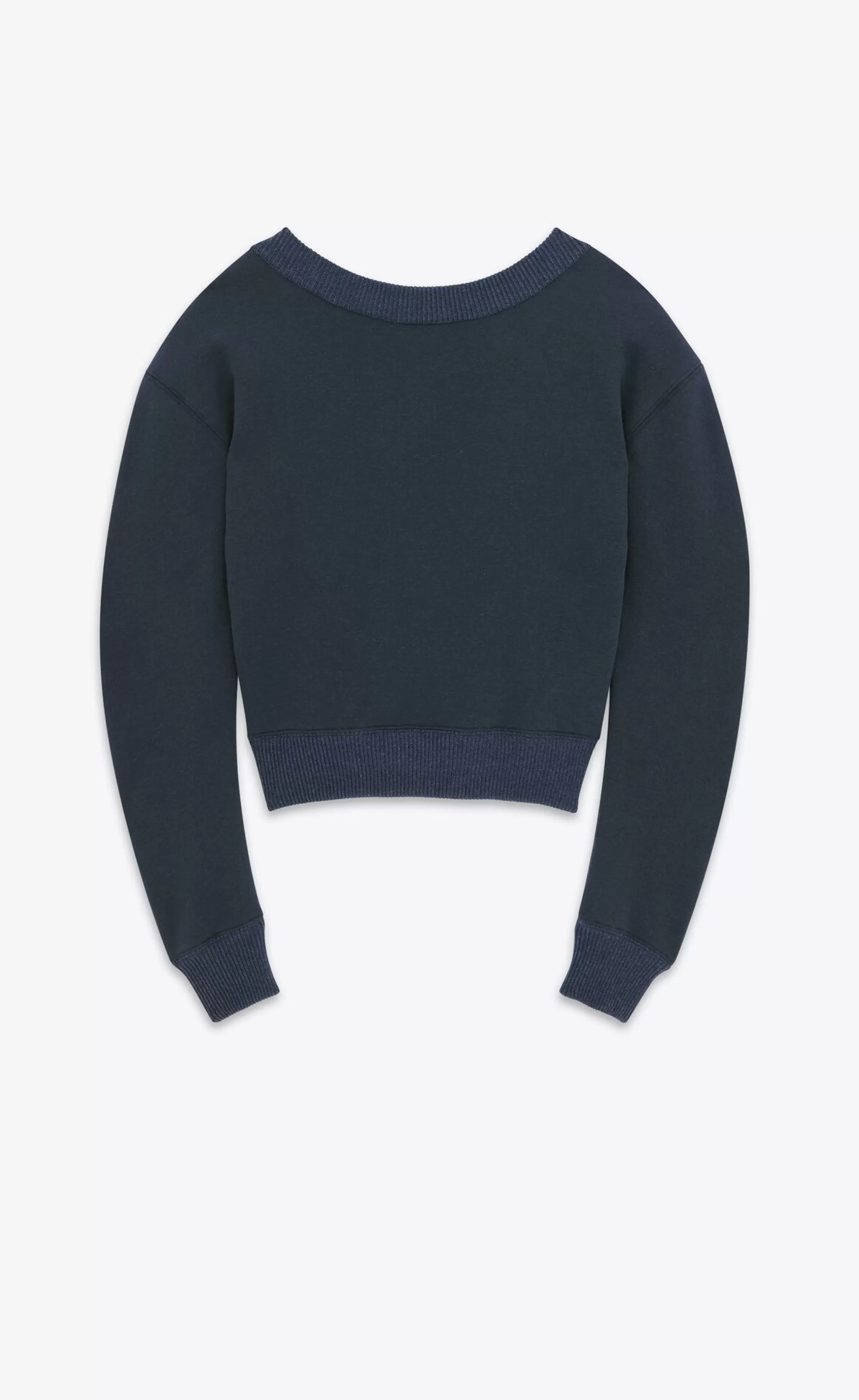 Women Saint Laurent JERSEY^Scoop-neck Cropped Sweatshirt | | YSL.com