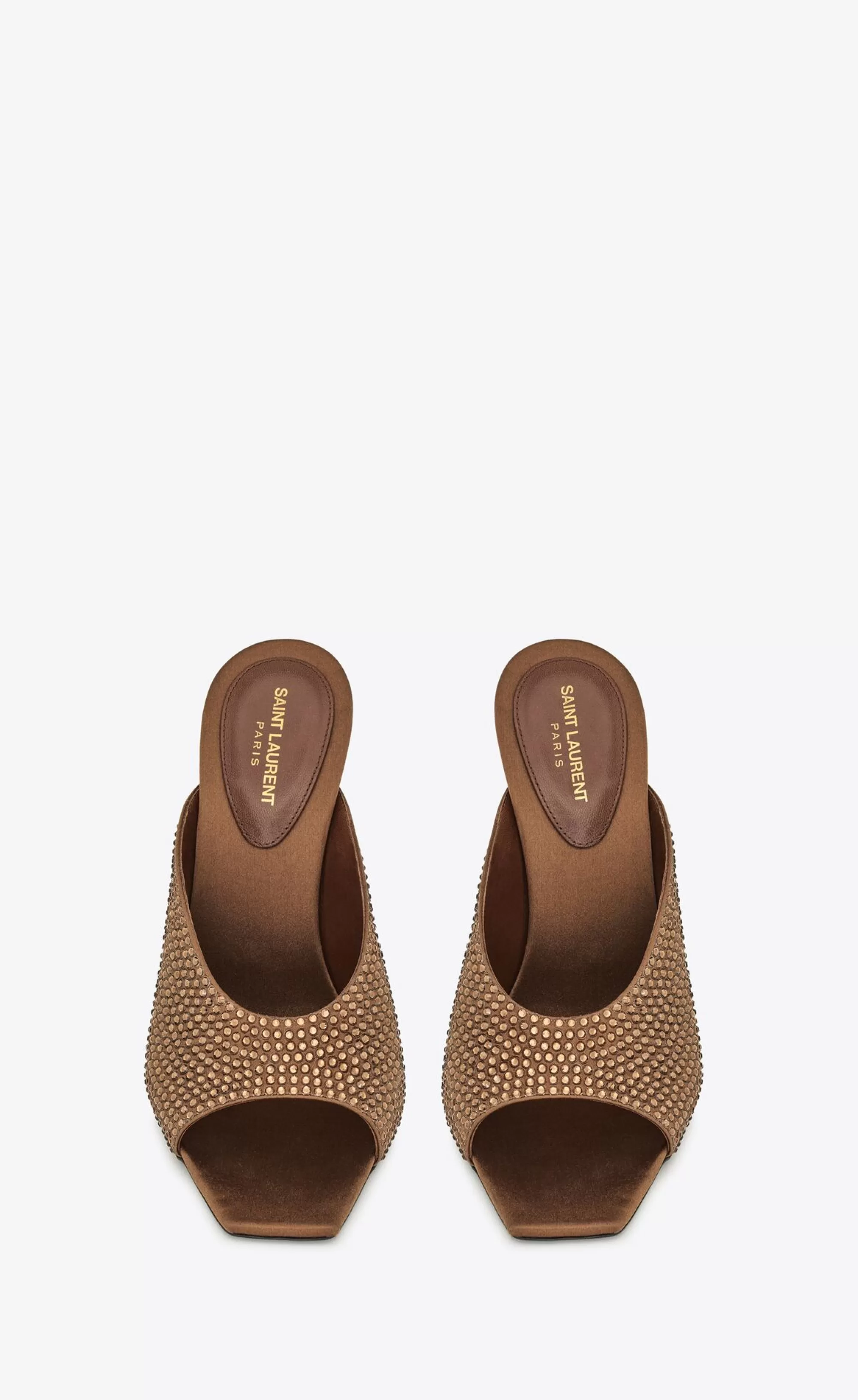 Women Saint Laurent MULES^SEPT Mules In Satin Crepe And Rhinestones | | YSL.com