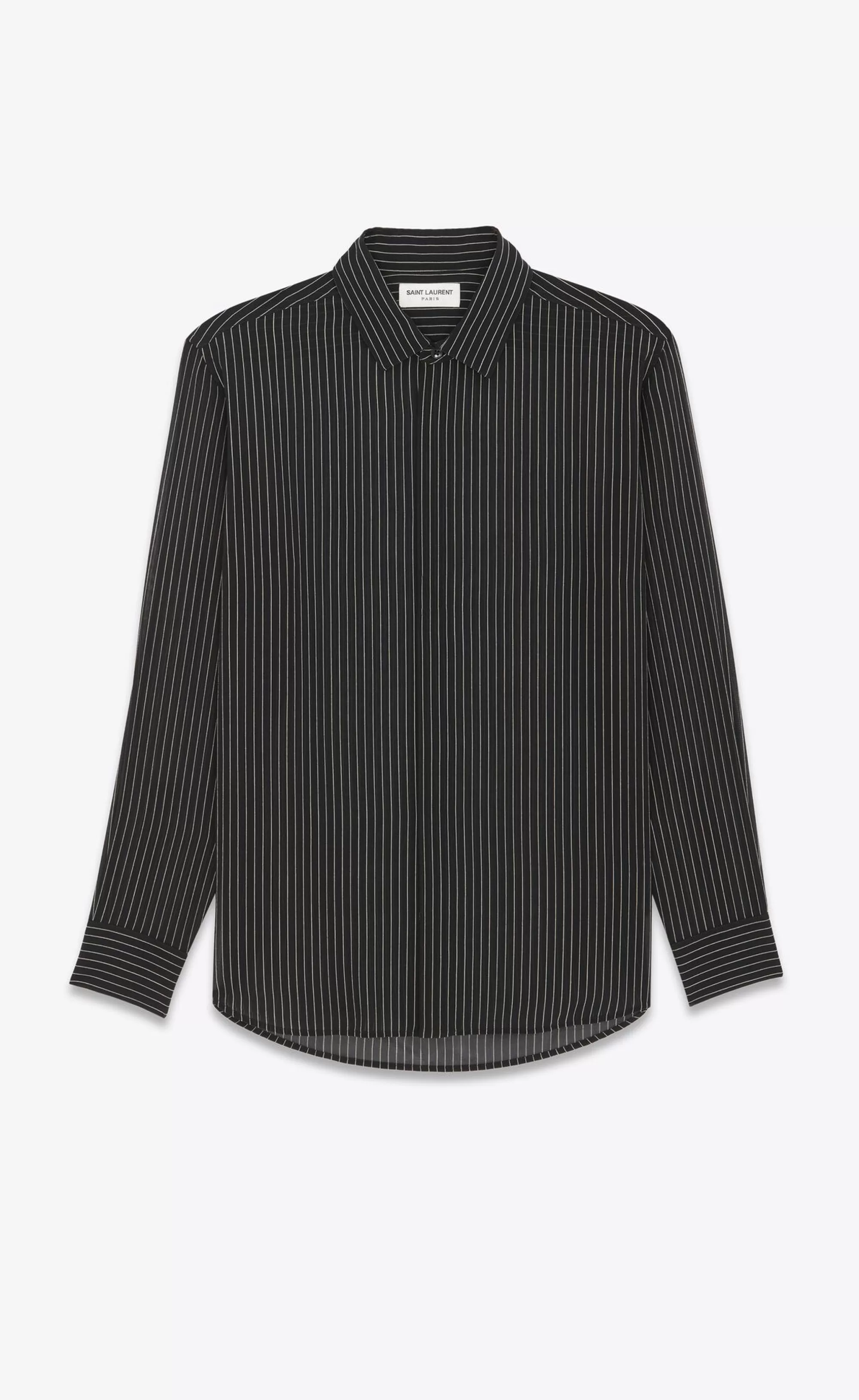 Saint Laurent ALL READY TO WEAR | SHIRTS^Shirt In Pinstripe Silk Georgette | | YSL.com