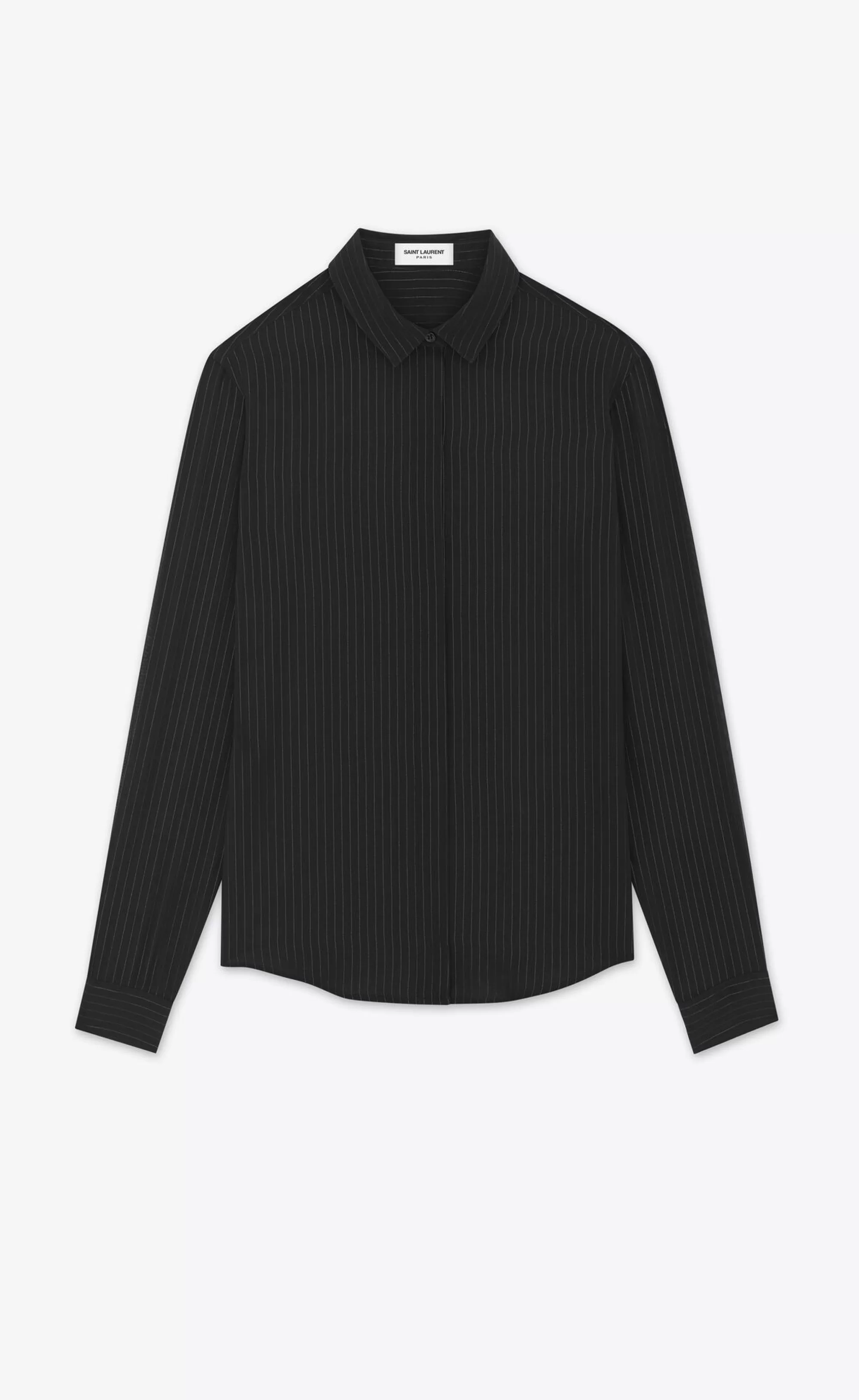 Women Saint Laurent SHIRTS AND TOPS^Shirt In Striped Lamé | | YSL.com